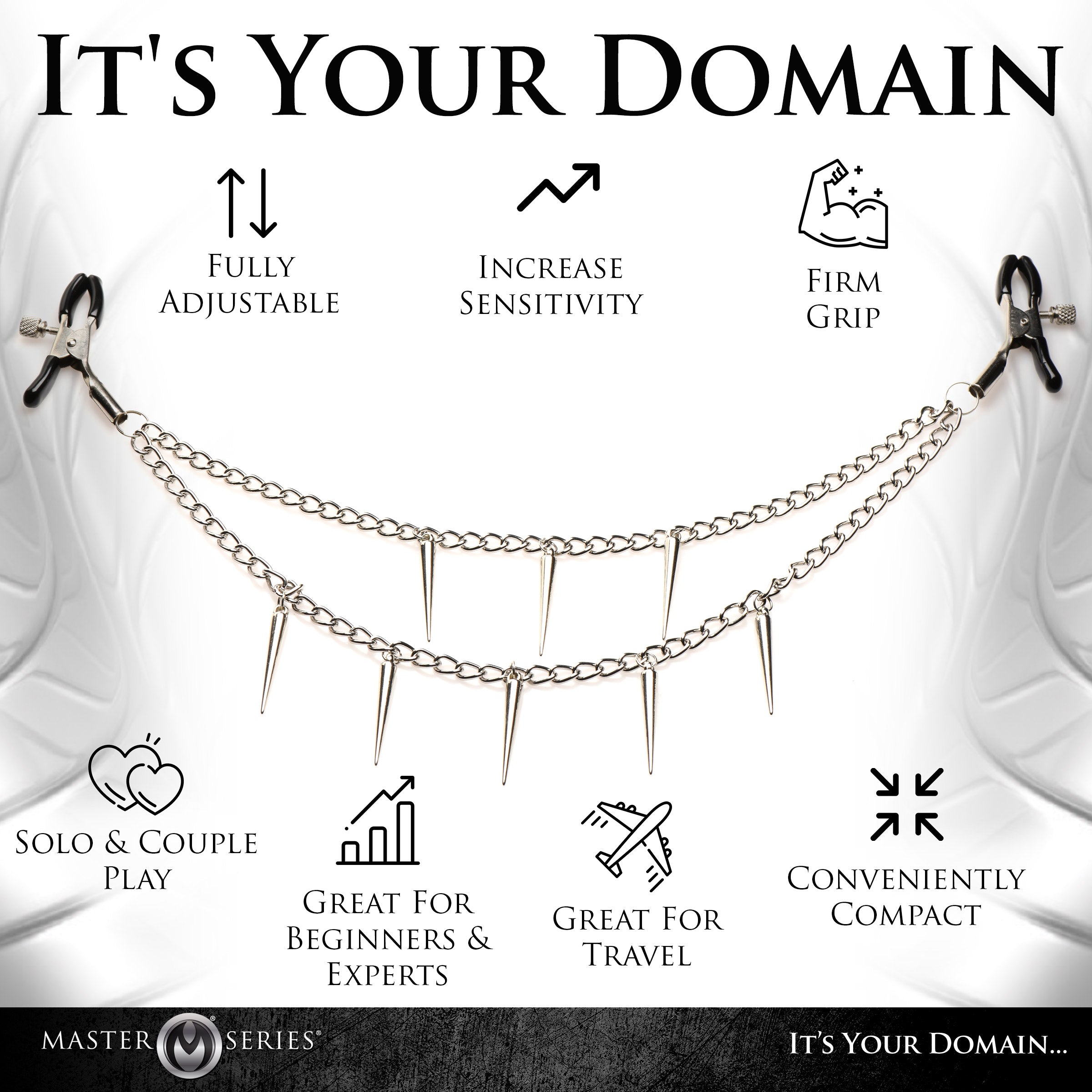 Master Series Daggers Double Chain Nipple Clamps Black