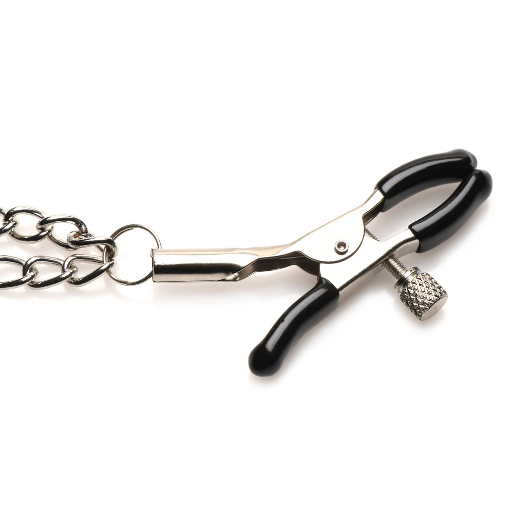 Master Series Daggers Double Chain Nipple Clamps Black