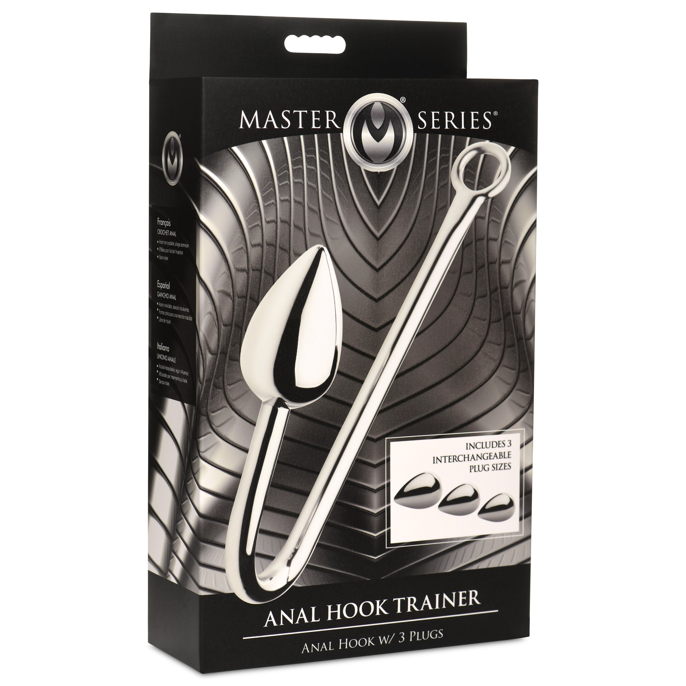 Master Series Anal Hook Trainer with 3 Plugs Grey