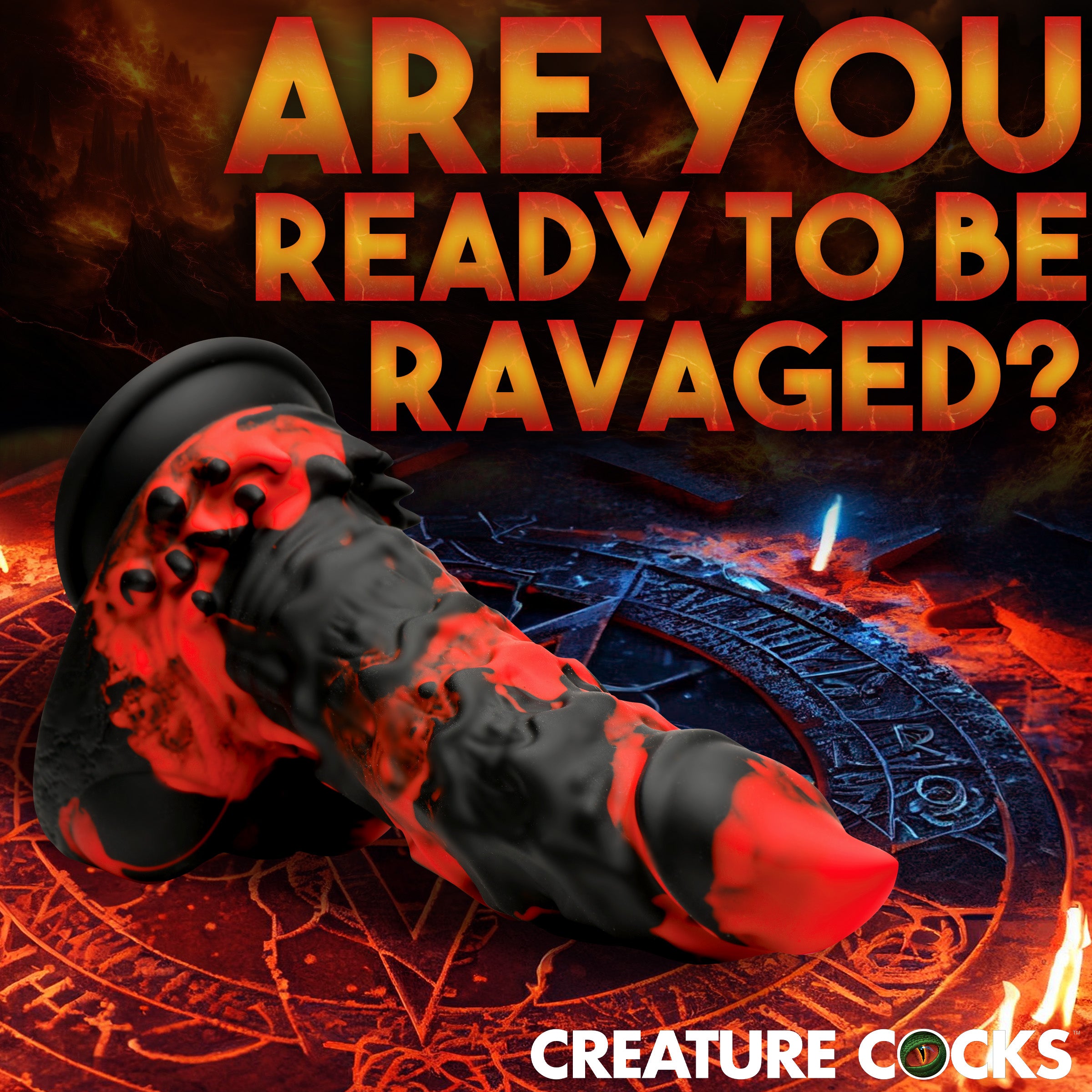 Creature Cocks Fire Demon Monster Silicone Dildo Red