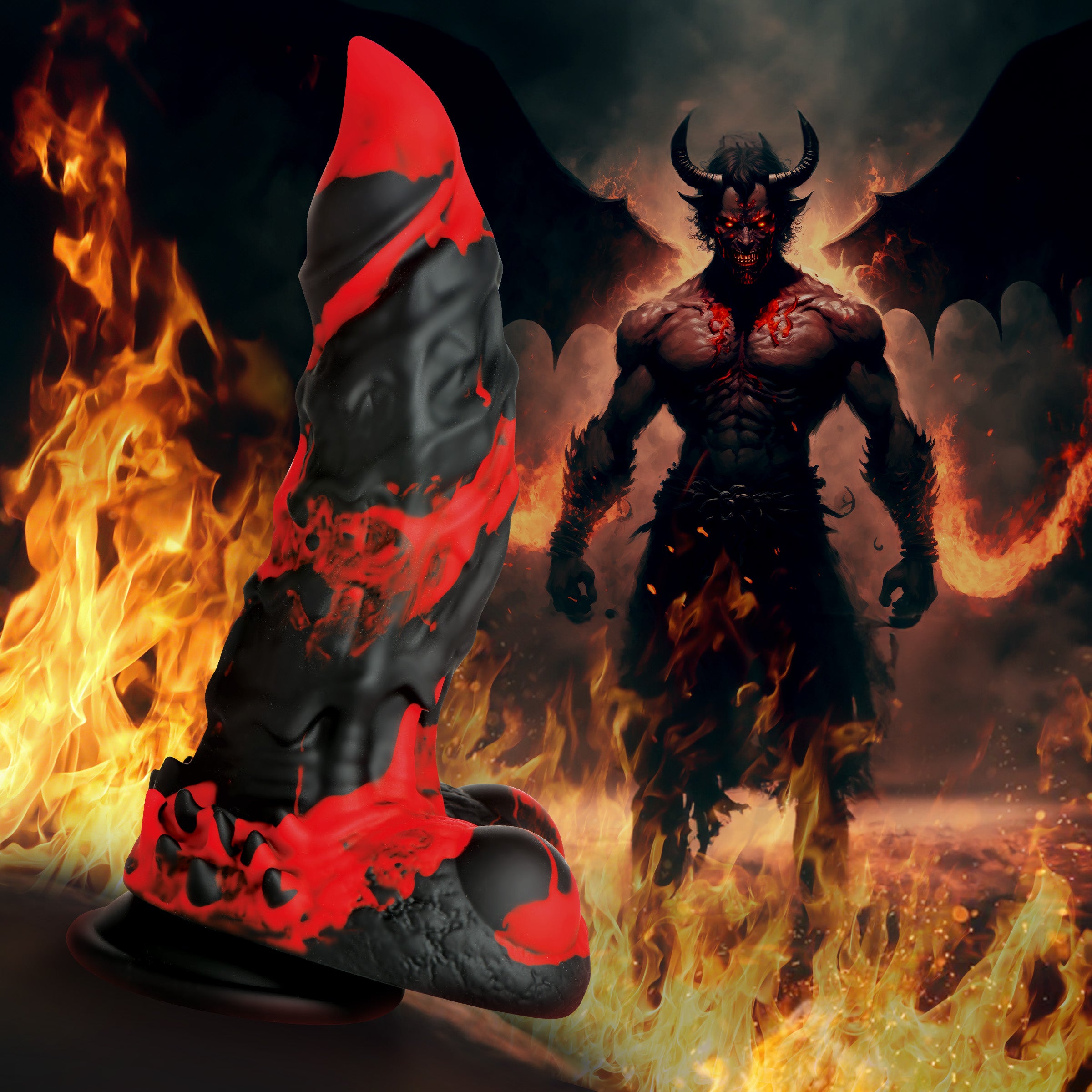 Creature Cocks Fire Demon Monster Silicone Dildo Red