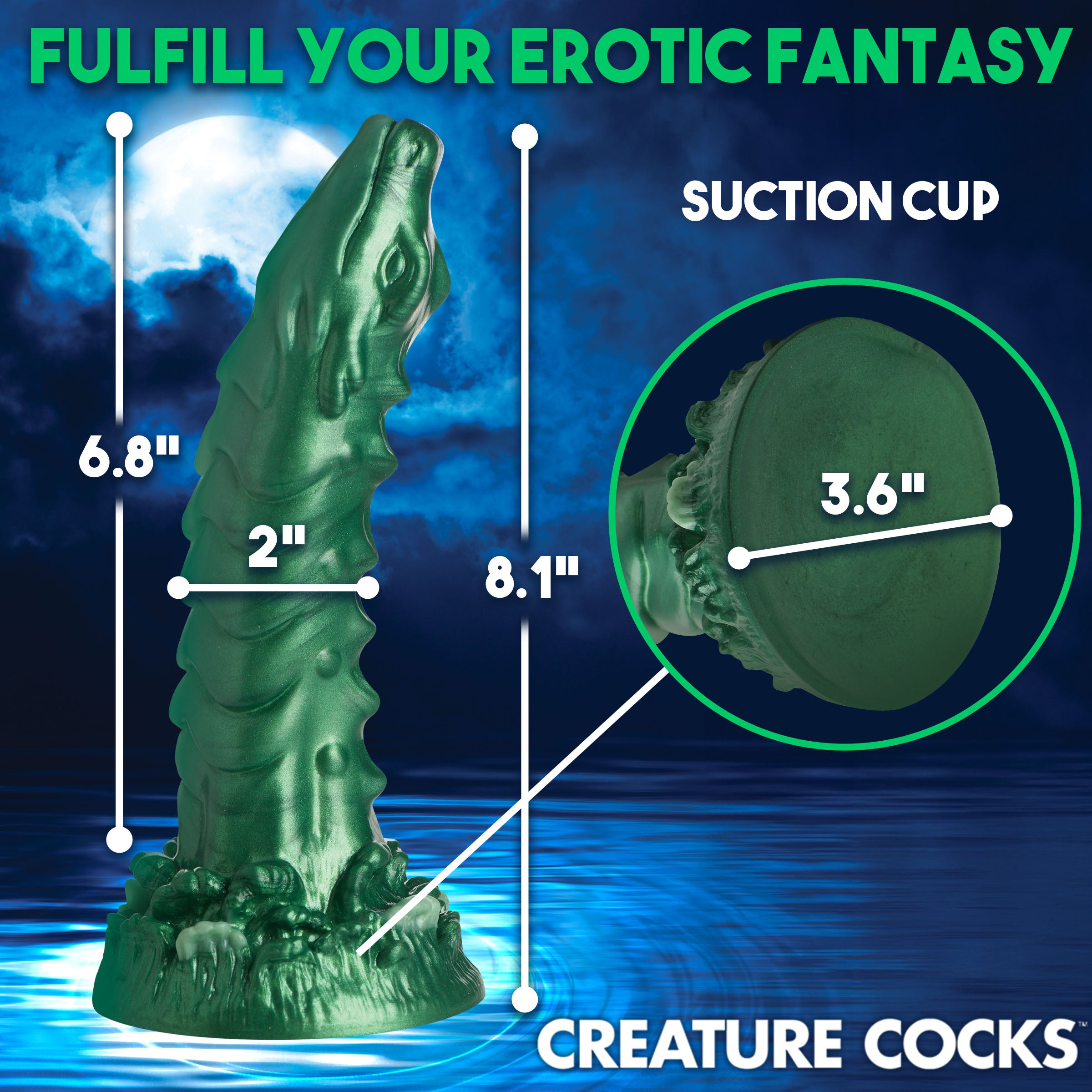 Creature Cocks Cockness Monster Lake Creature Silicone Dildo Green