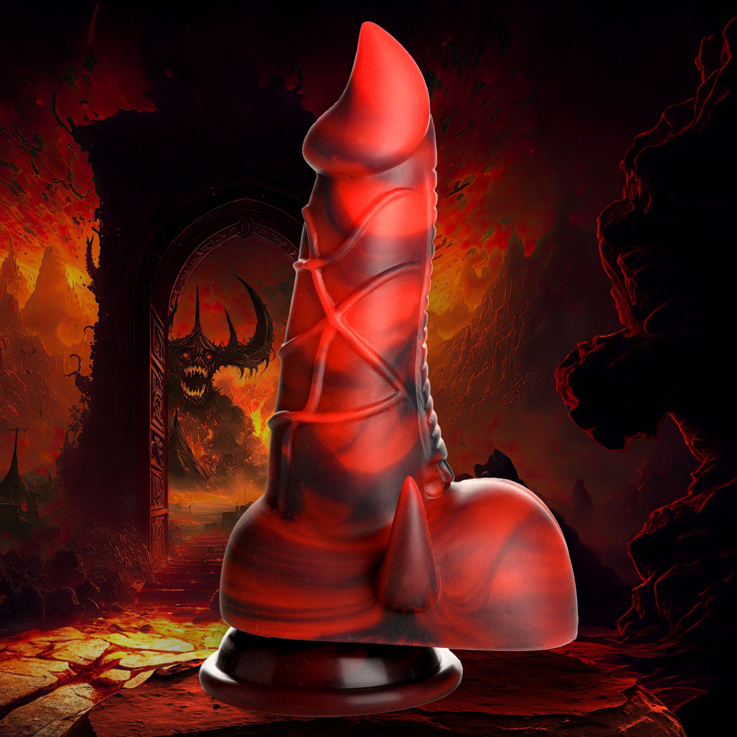 Creature Cocks Horny Devil Demon Silicone Dildo Red