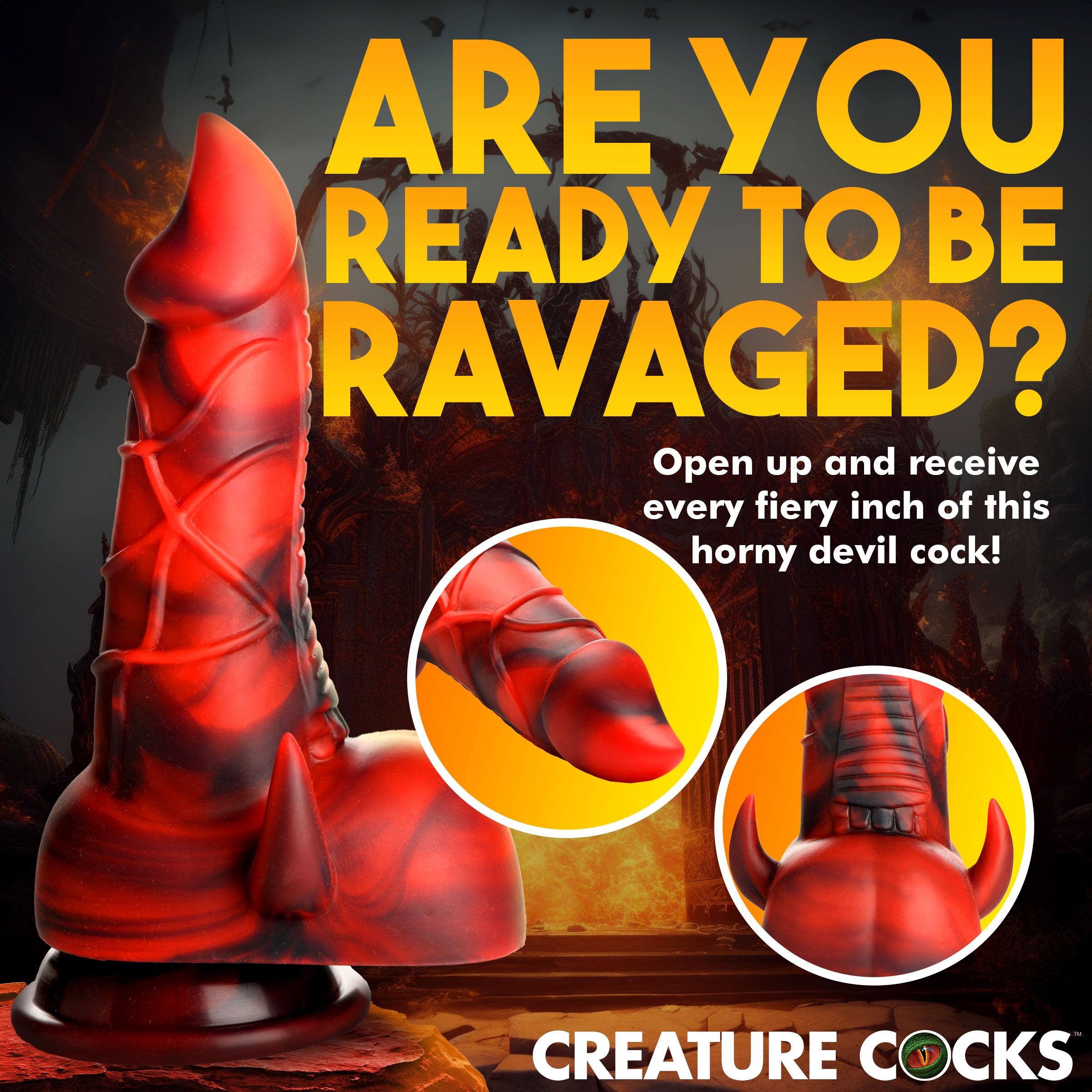 Creature Cocks Horny Devil Demon Silicone Dildo Red