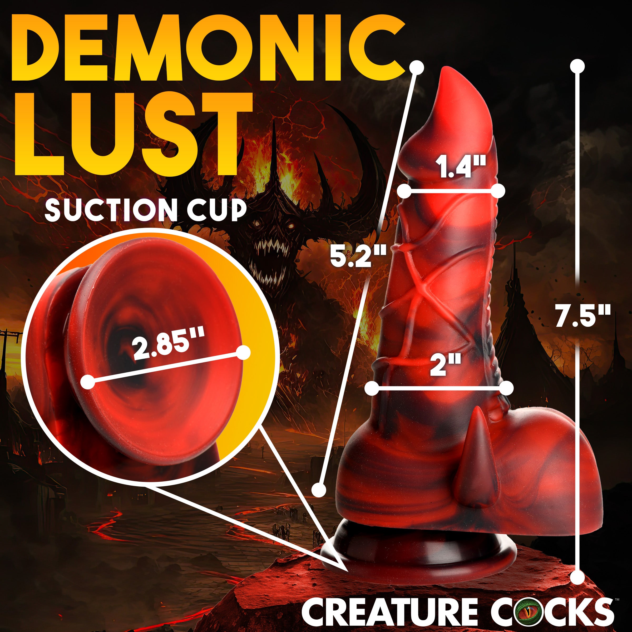 Creature Cocks Horny Devil Demon Silicone Dildo Red