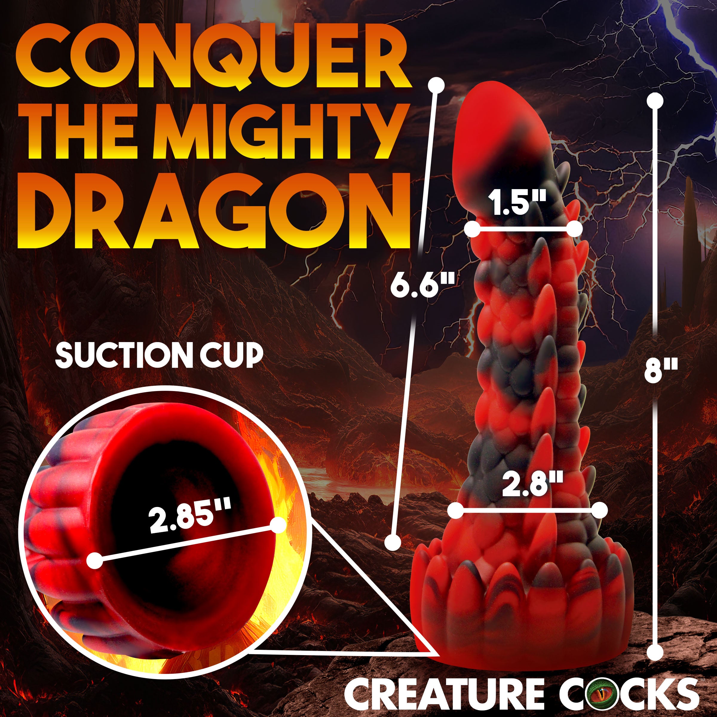 Creature Cocks Demon Rising Scaly Dragon Silicone Dildo Red