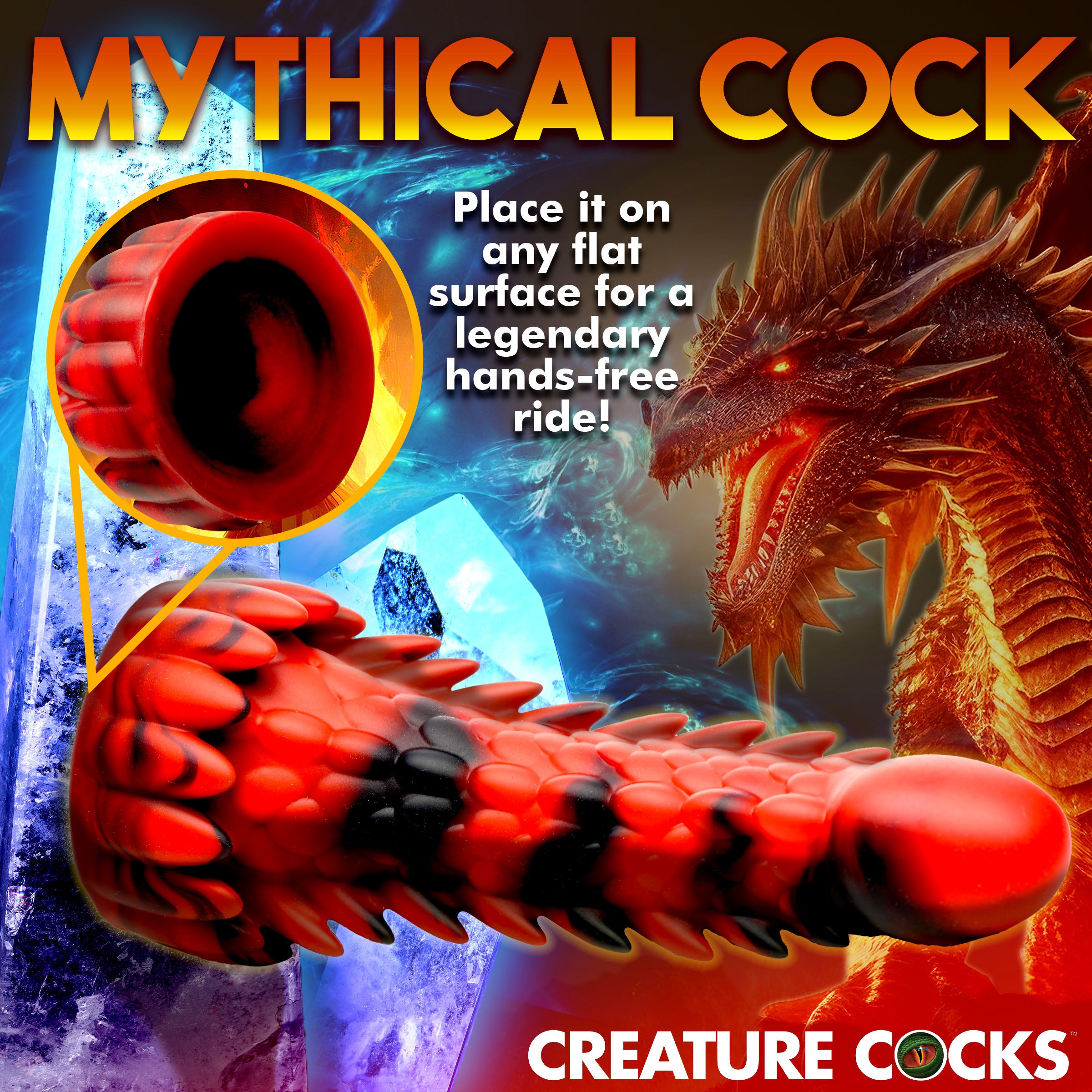 Creature Cocks Demon Rising Scaly Dragon Silicone Dildo Red