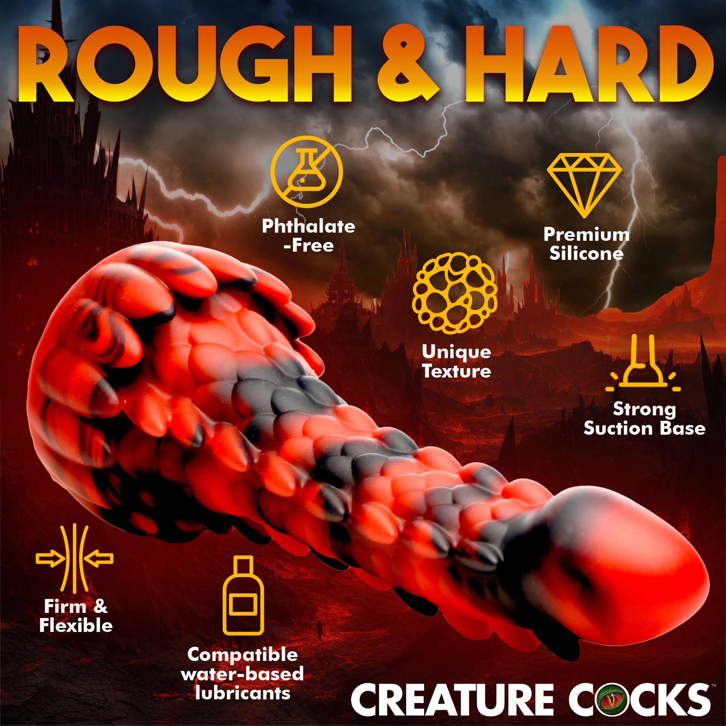 Creature Cocks Demon Rising Scaly Dragon Silicone Dildo Red