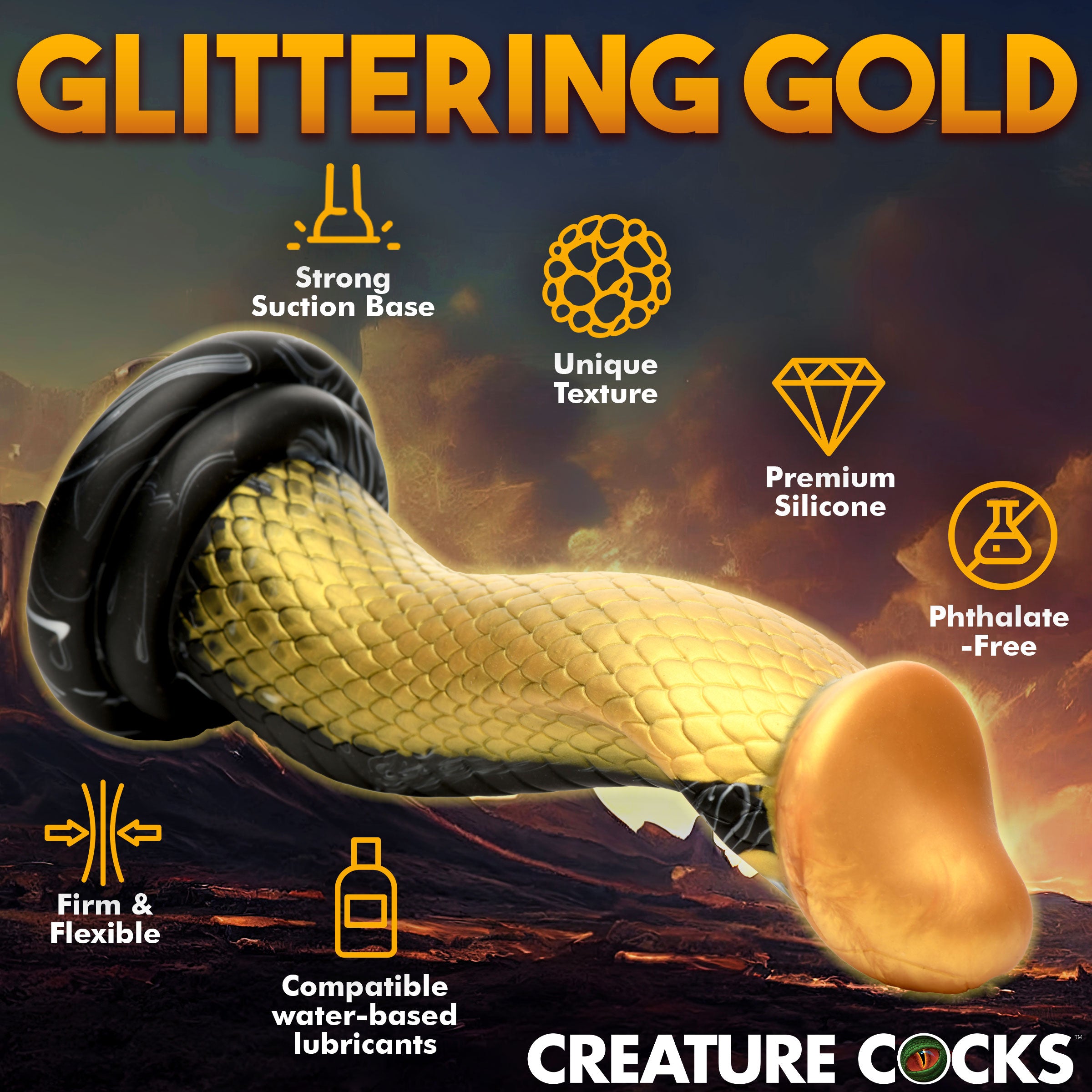 Creature Cocks Golden Mamba Silicone Dildo Yellow
