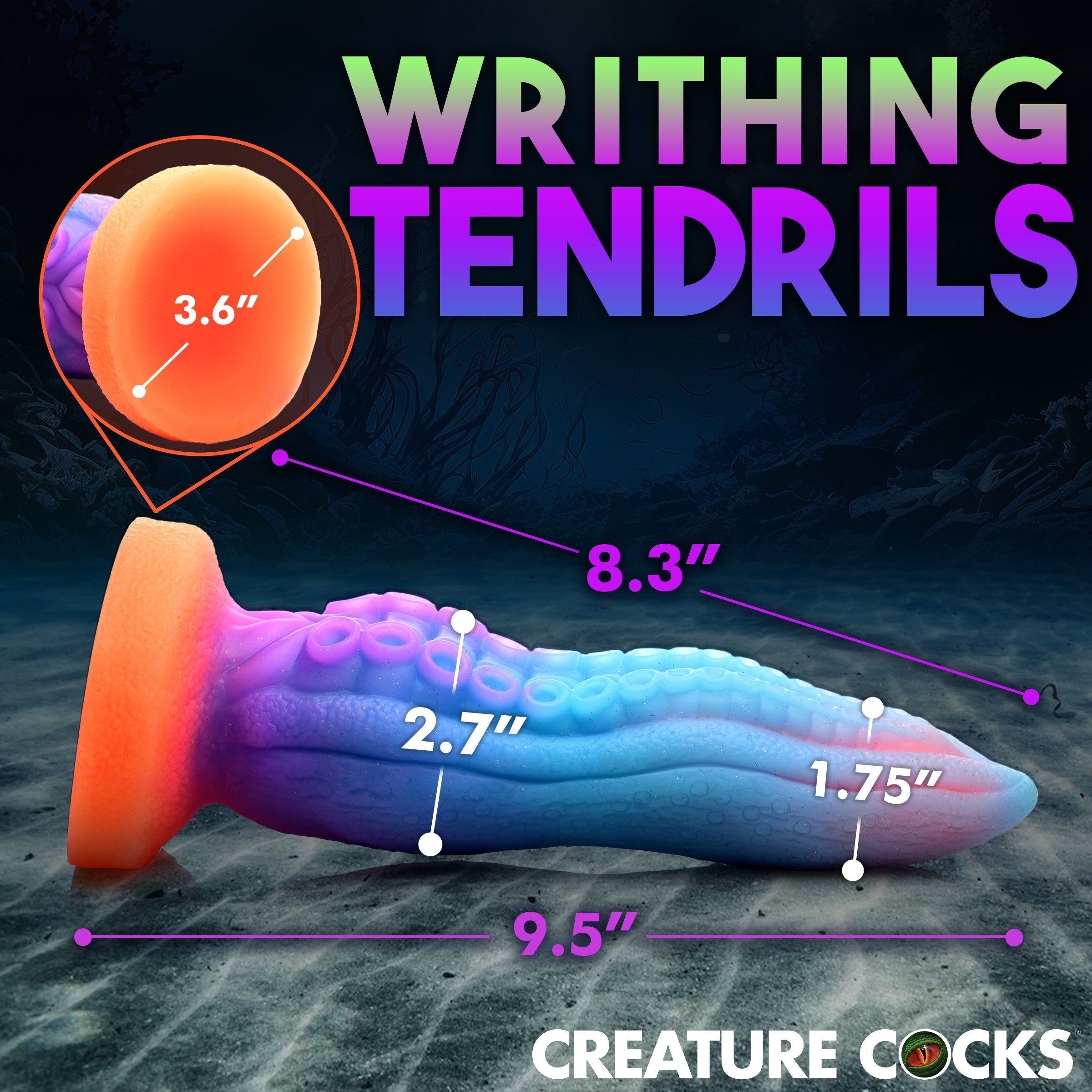 Creature Cocks Tenta-Cock Glow-in-the-Dark Silicone Dildo Multi