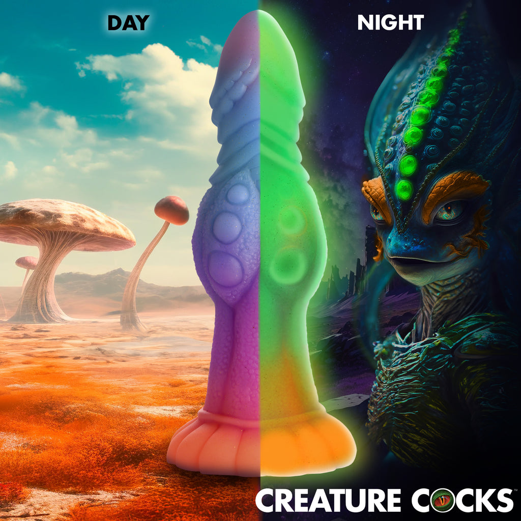 Creature Cocks Galactic Cock Alien Creature Glow-in-the-Dark Silicone Dildo Multi