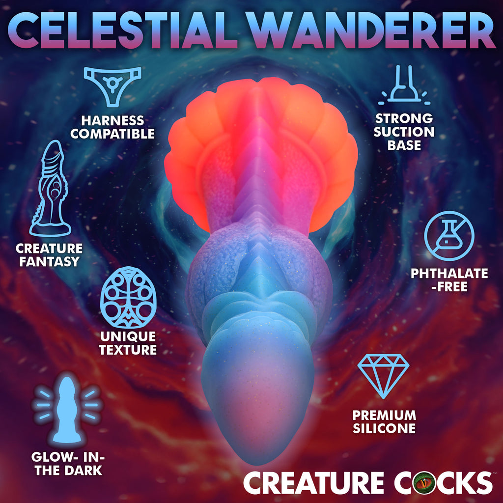 Creature Cocks Galactic Cock Alien Creature Glow-in-the-Dark Silicone Dildo Multi