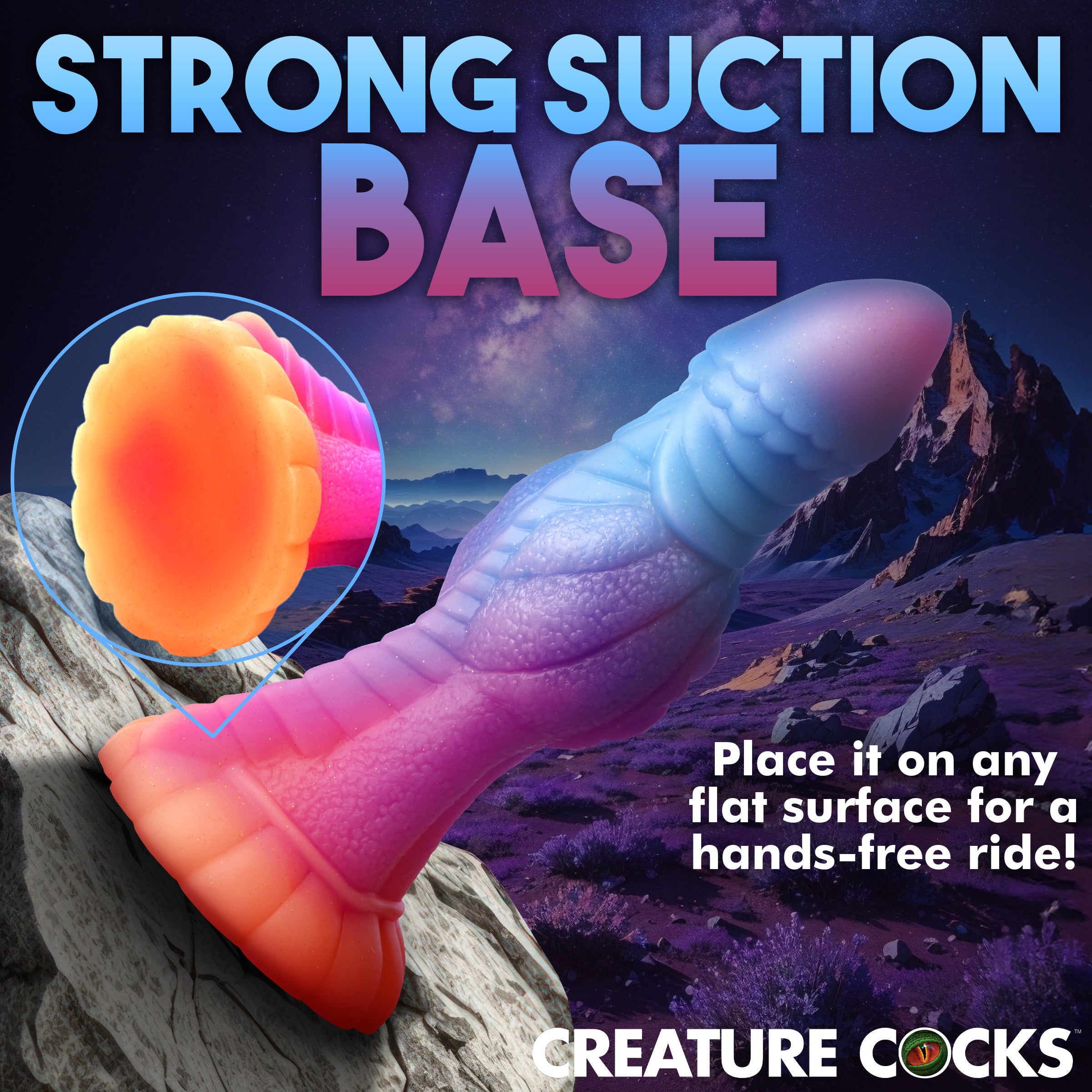 Creature Cocks Galactic Cock Alien Creature Glow-in-the-Dark Silicone Dildo Multi