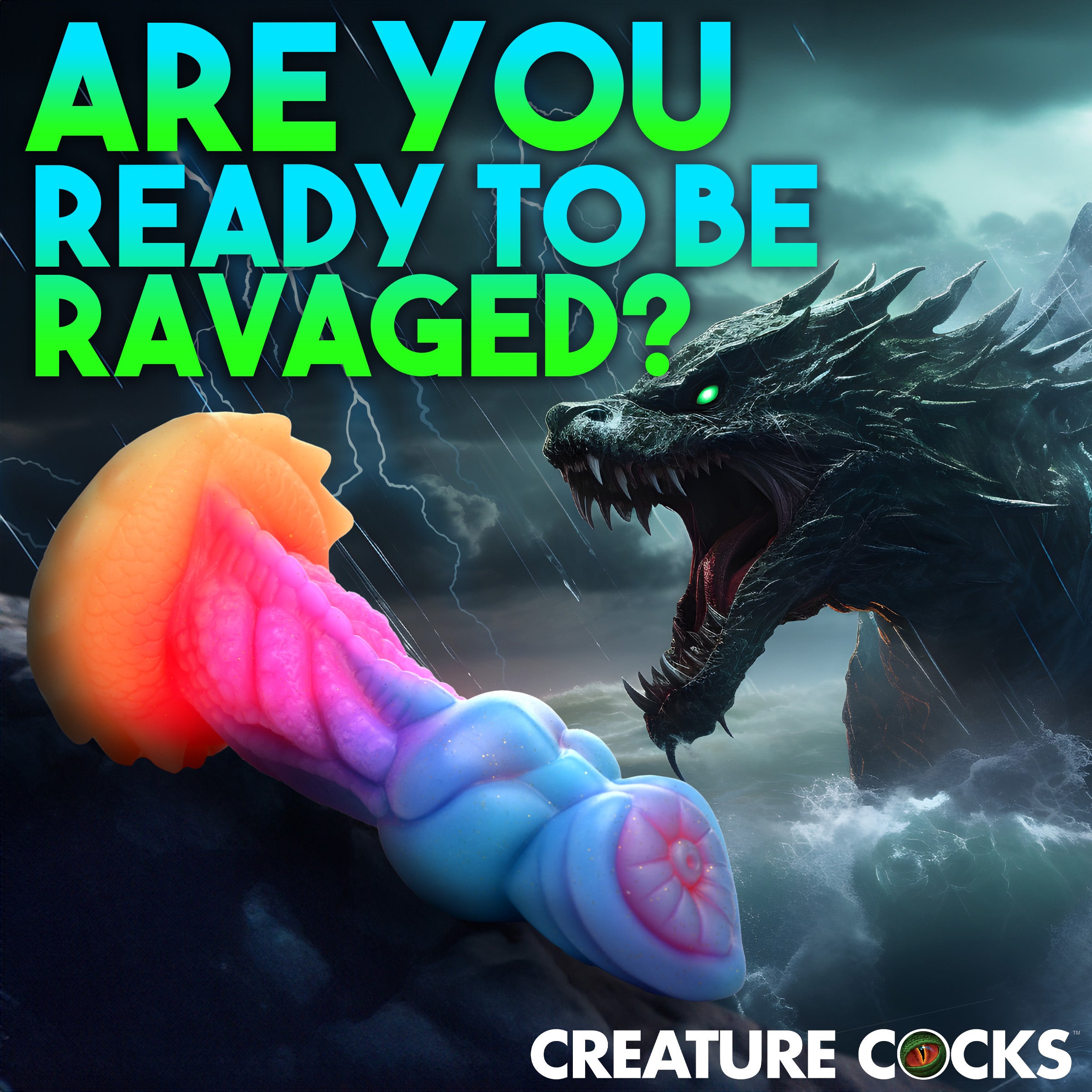 Creature Cocks Aqua-Cock Glow-In-The-Dark Silicone Dildo Multi