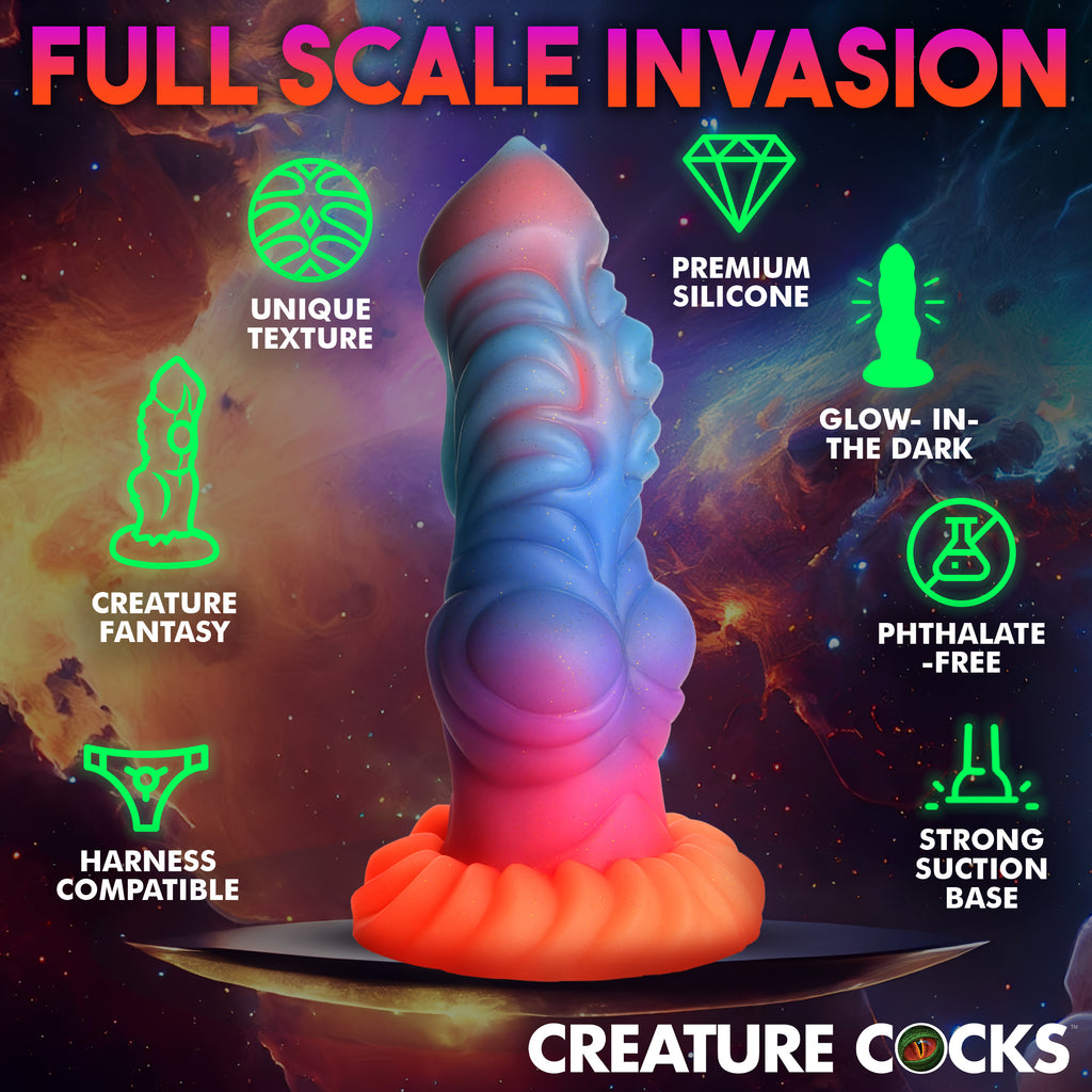 Creature Cocks Alien Invader Glow-In-The-Dark Silicone Dildo Multi