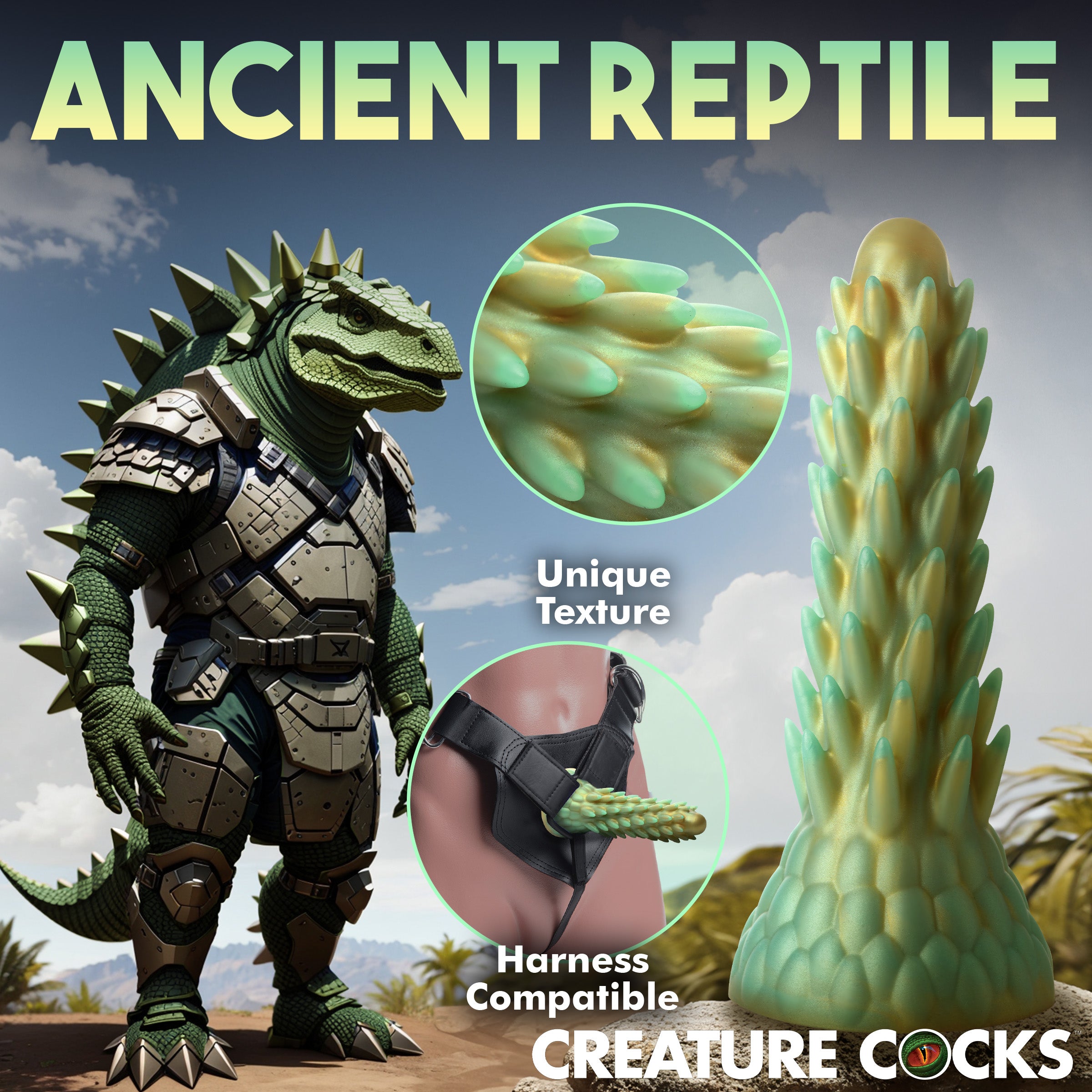 Creature Cocks Stegosaurus Spiky Reptile Silicone Dildo Multi