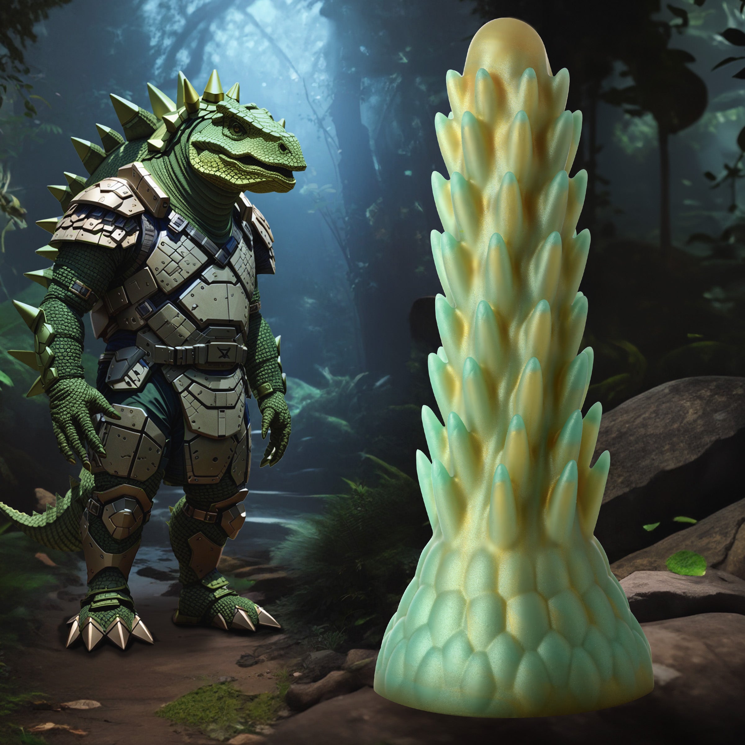 Creature Cocks Stegosaurus Spiky Reptile Silicone Dildo Multi