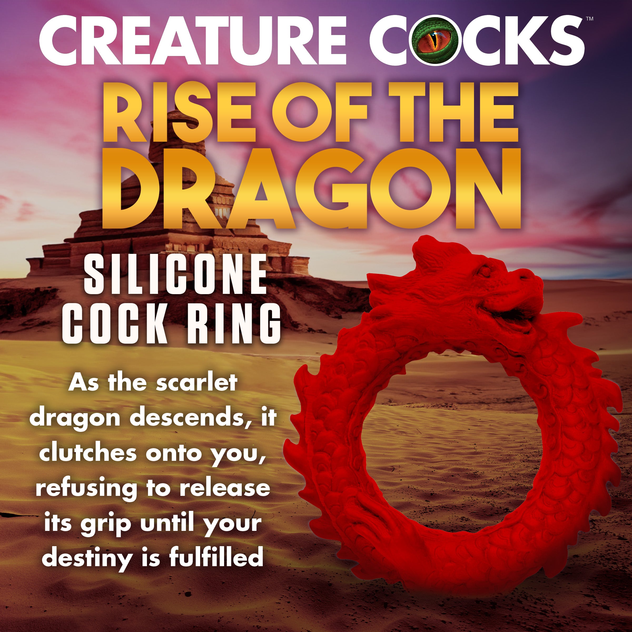 Creature Cocks Rise of the Dragon Silicone Cock Ring Red