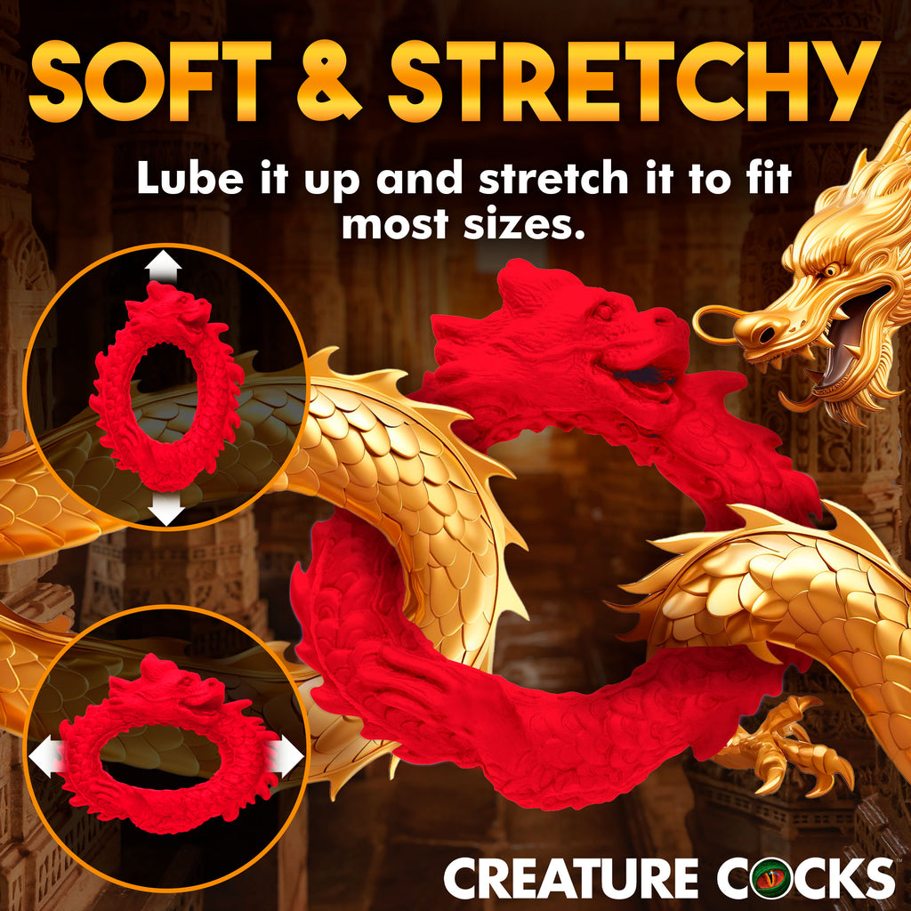 Creature Cocks Rise of the Dragon Silicone Cock Ring Red