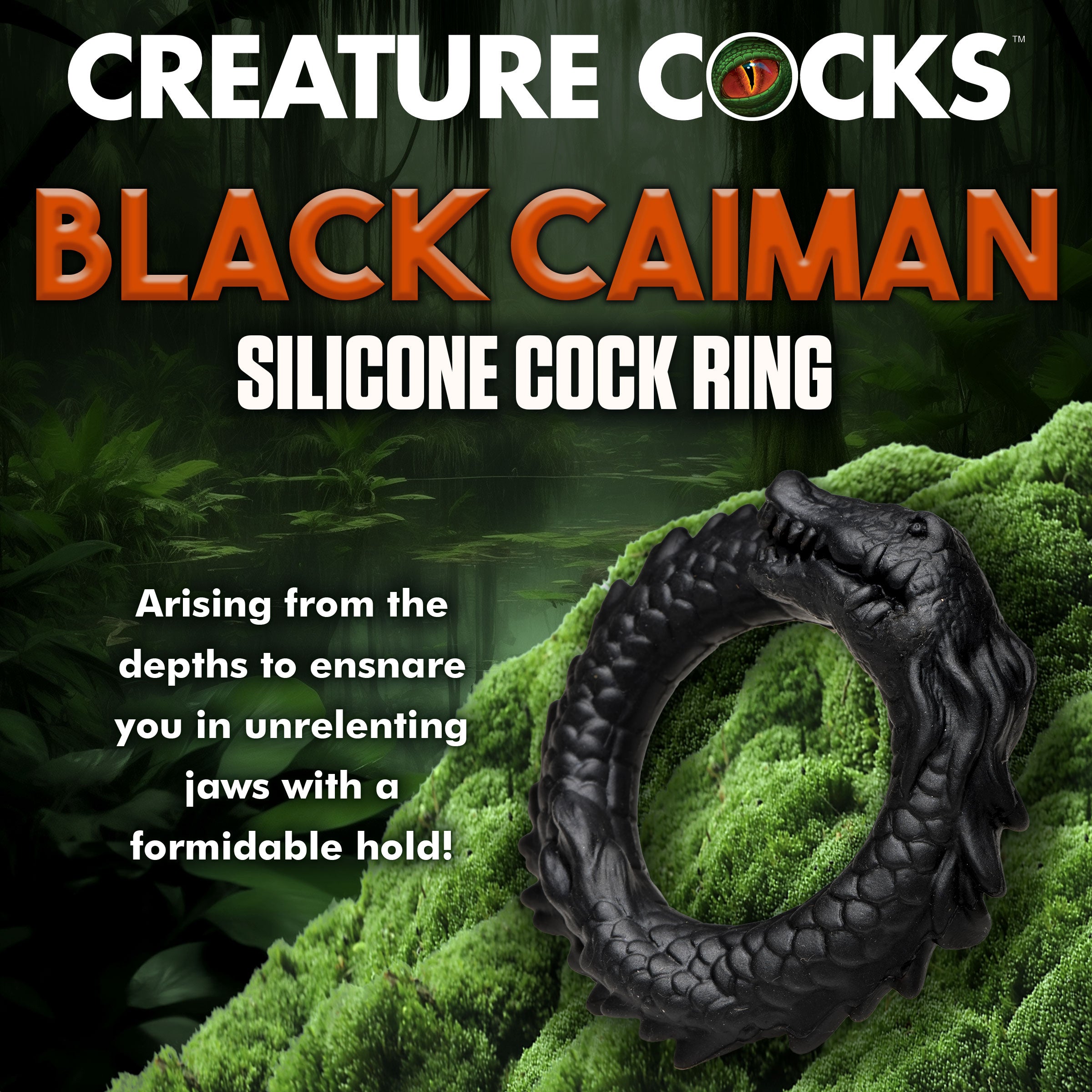 Creature Cocks Black Caiman Silicone Cock Ring Black