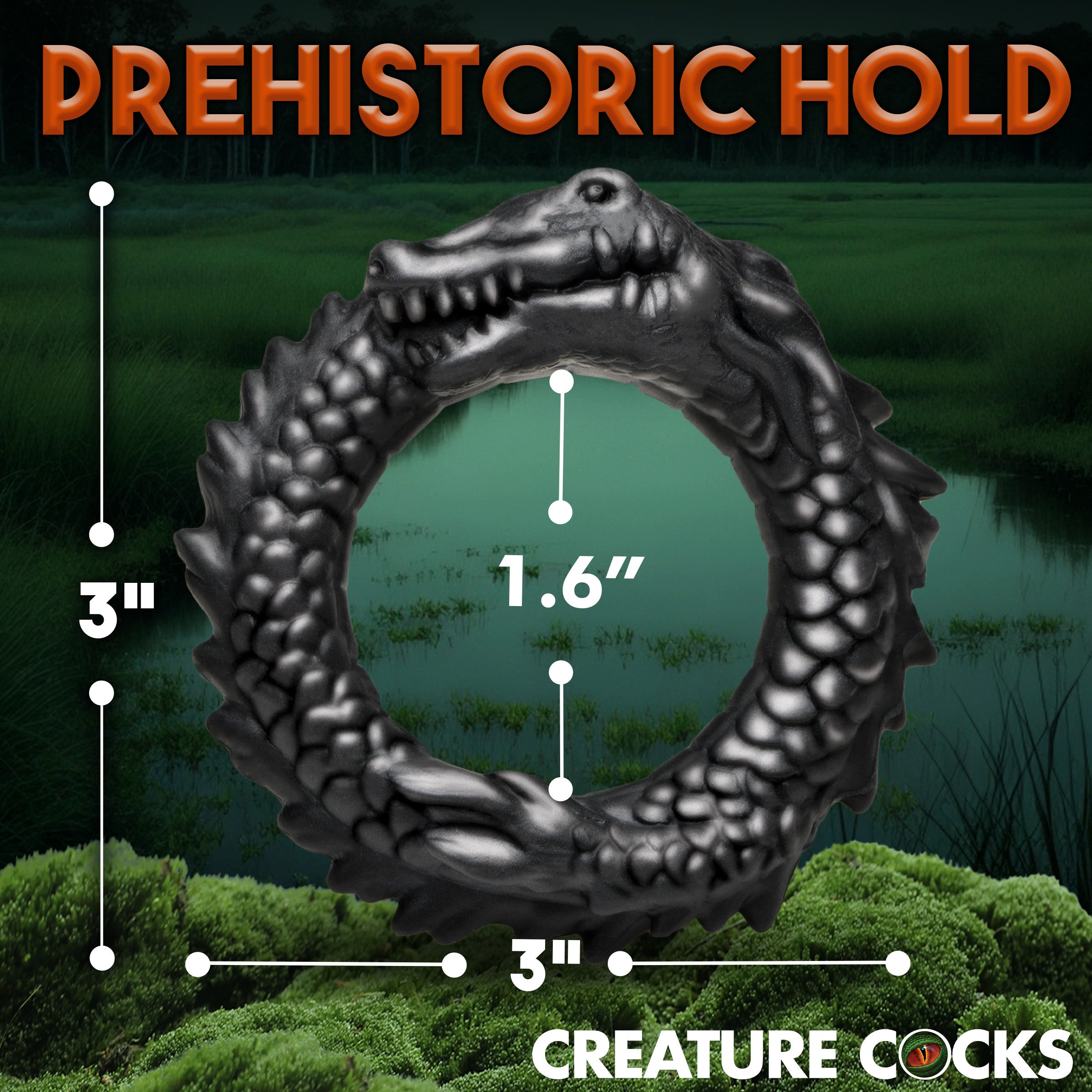 Creature Cocks Black Caiman Silicone Cock Ring Black