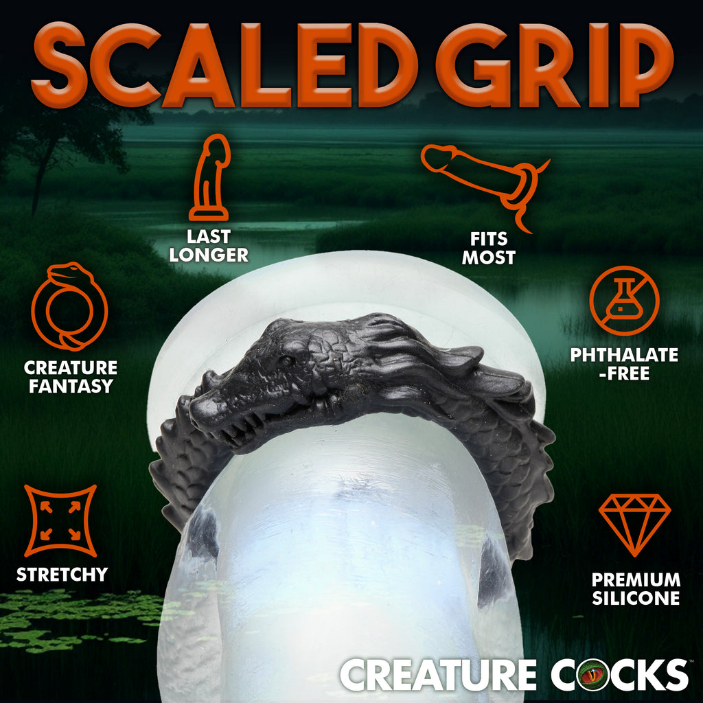 Creature Cocks Black Caiman Silicone Cock Ring Black