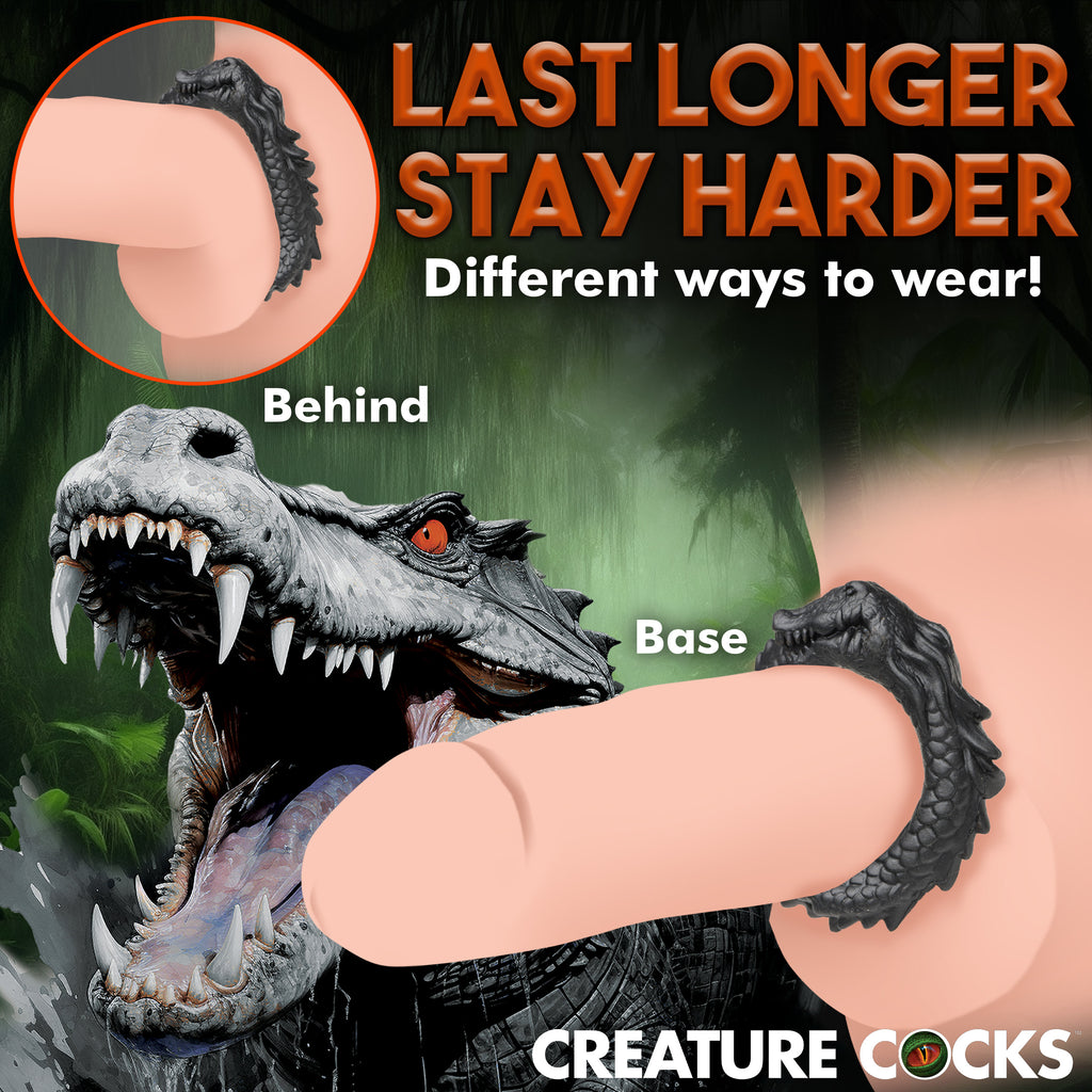 Creature Cocks Black Caiman Silicone Cock Ring Black