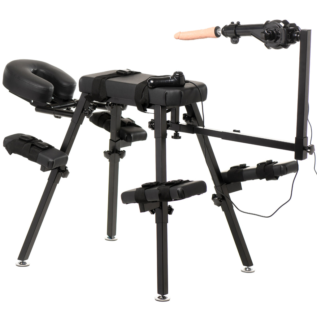 Master Series Obedience Chair with Sex Machine Black