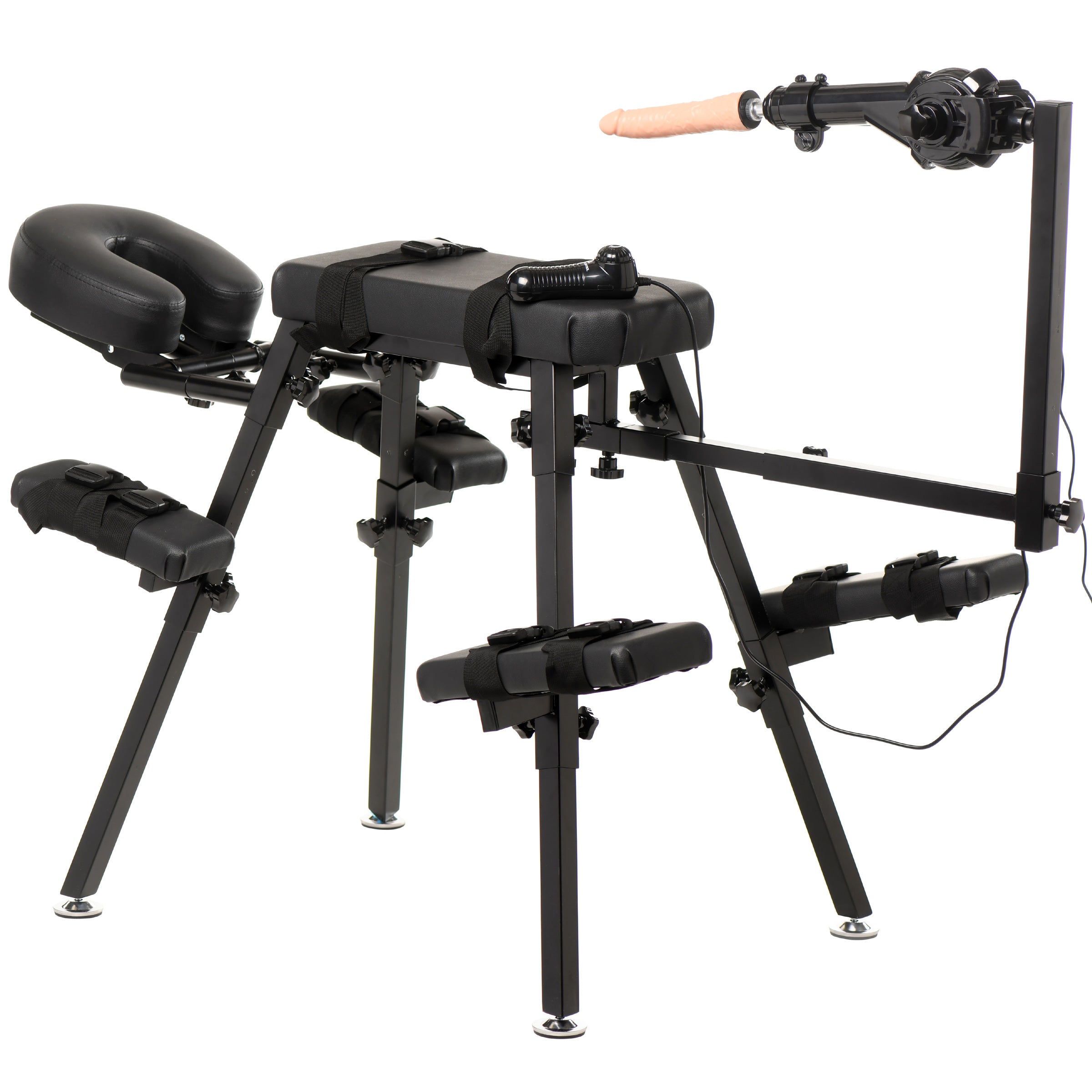 Master Series Obedience Chair with Sex Machine Black