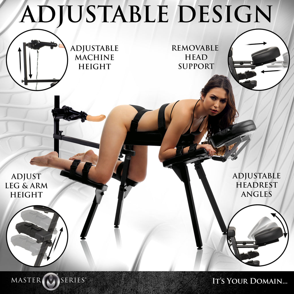Master Series Obedience Chair with Sex Machine Black