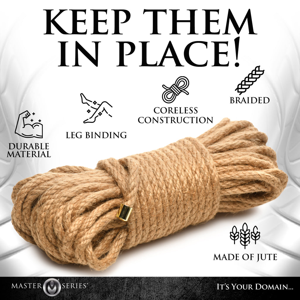Master Series Premium Braided Jute Bondage Rope - 50 Feet Brown