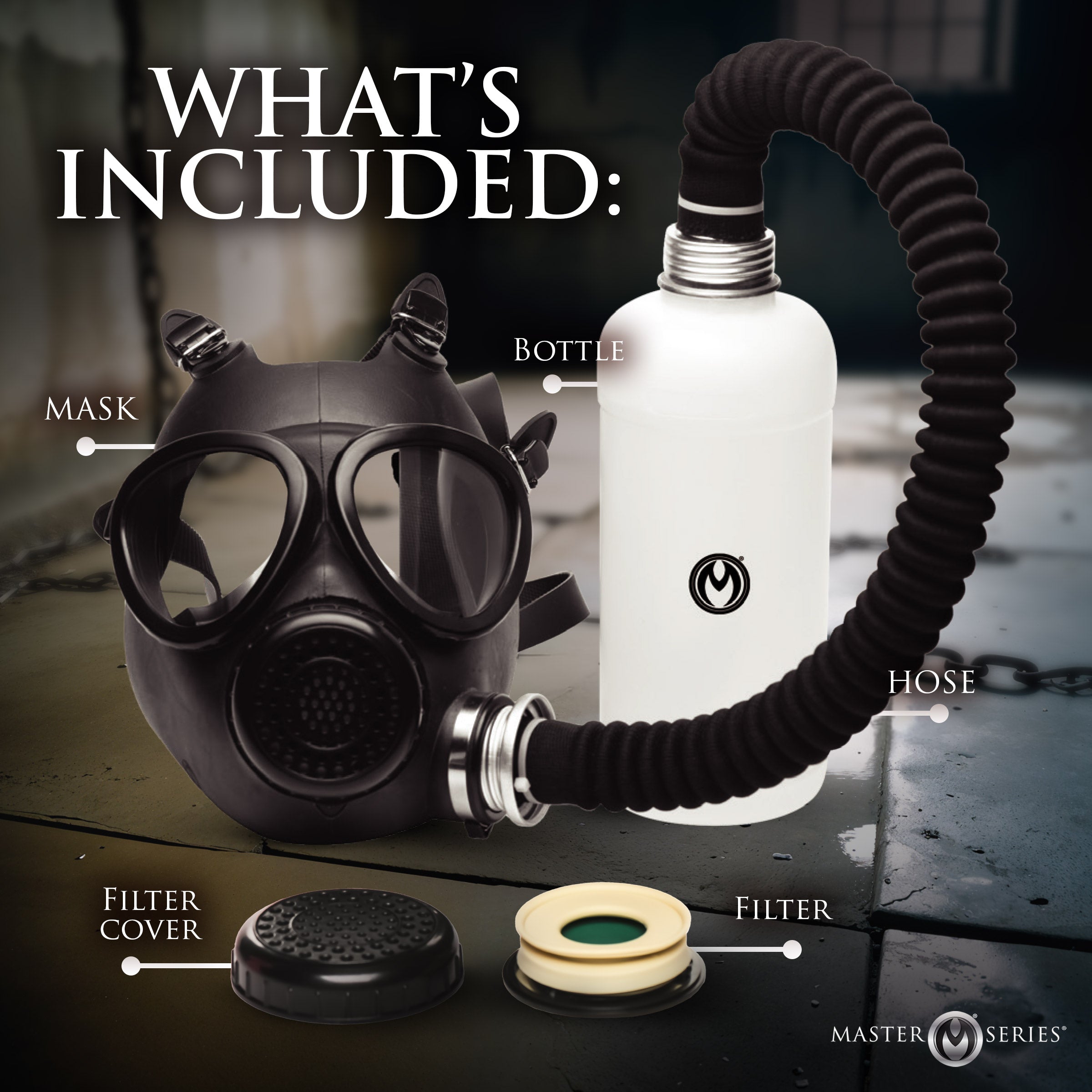 Master Series Inhaler Gas Mask with Bottle Black