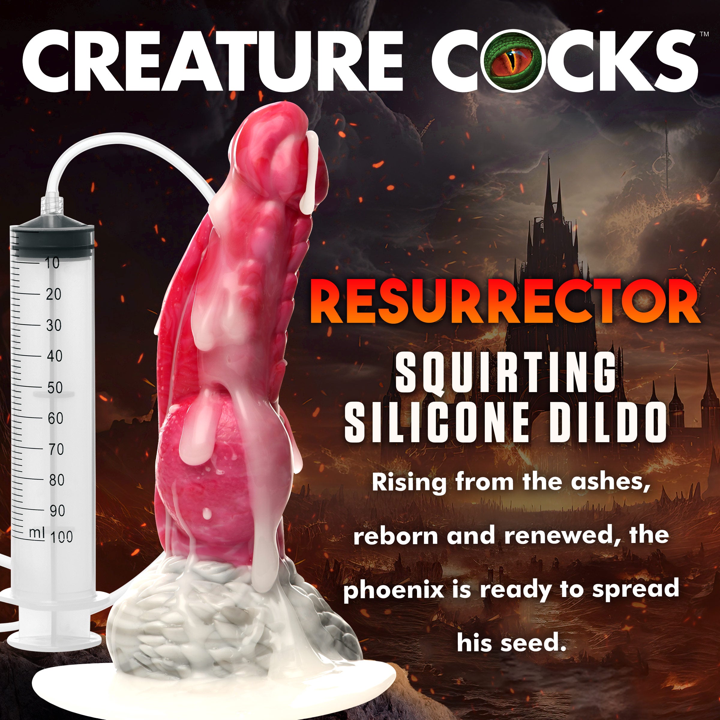 Creature Cocks Resurrector Phoenix Squirting Silicone Dildo Multi