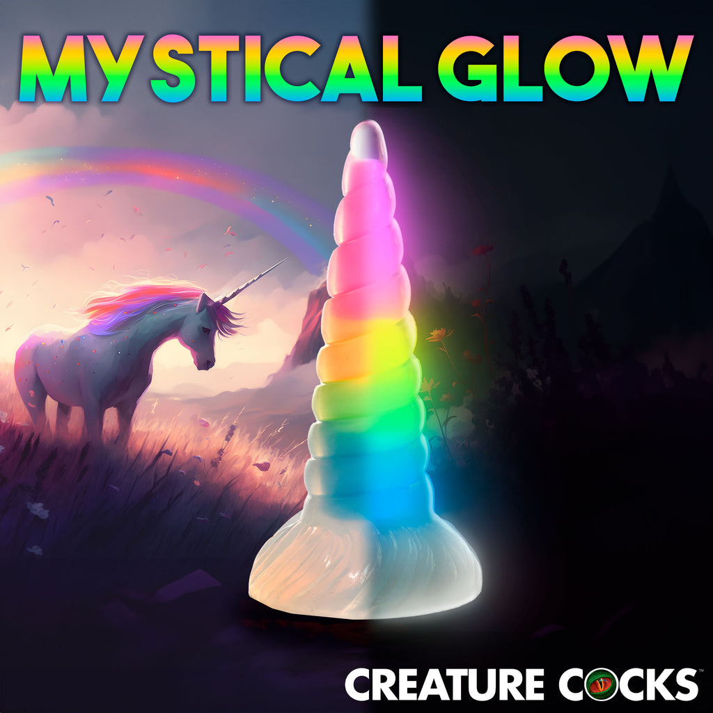 Creature Cocks Uni-Glow Glow-In-The-Dark Rainbow Silicone Dildo Multi