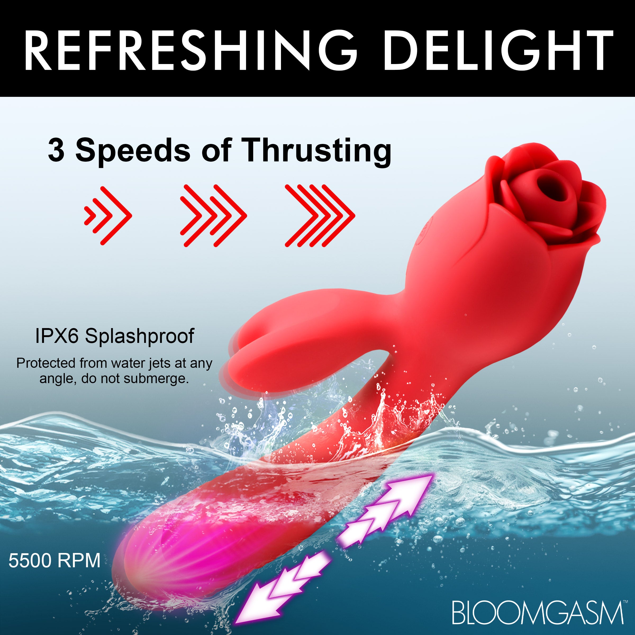 Bloomgasm Blooming Bunny Sucking and Thrusting Silicone Rabbit Vibrator Red