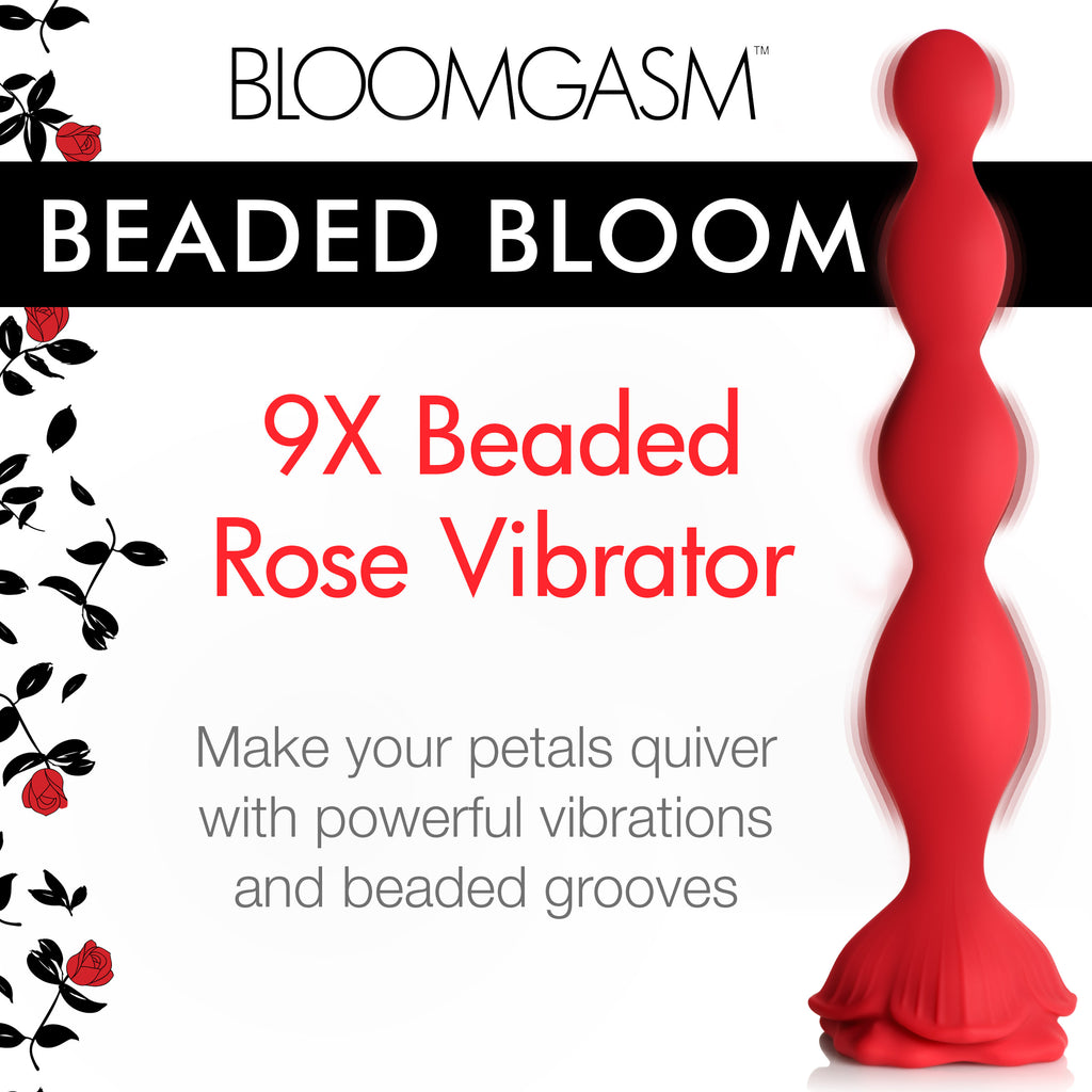 Bloomgasm 9X Beaded Bloom Silicone Rose Vibrator Red