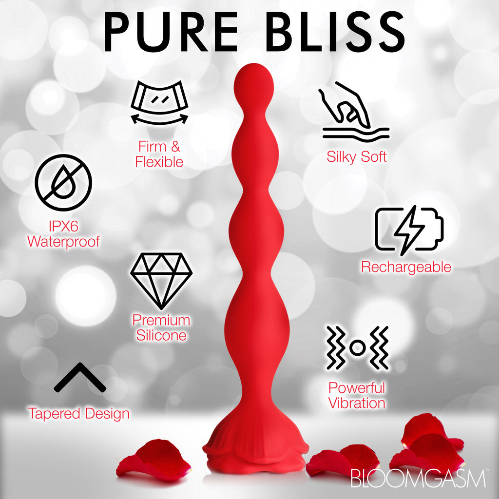 Bloomgasm 9X Beaded Bloom Silicone Rose Vibrator Red