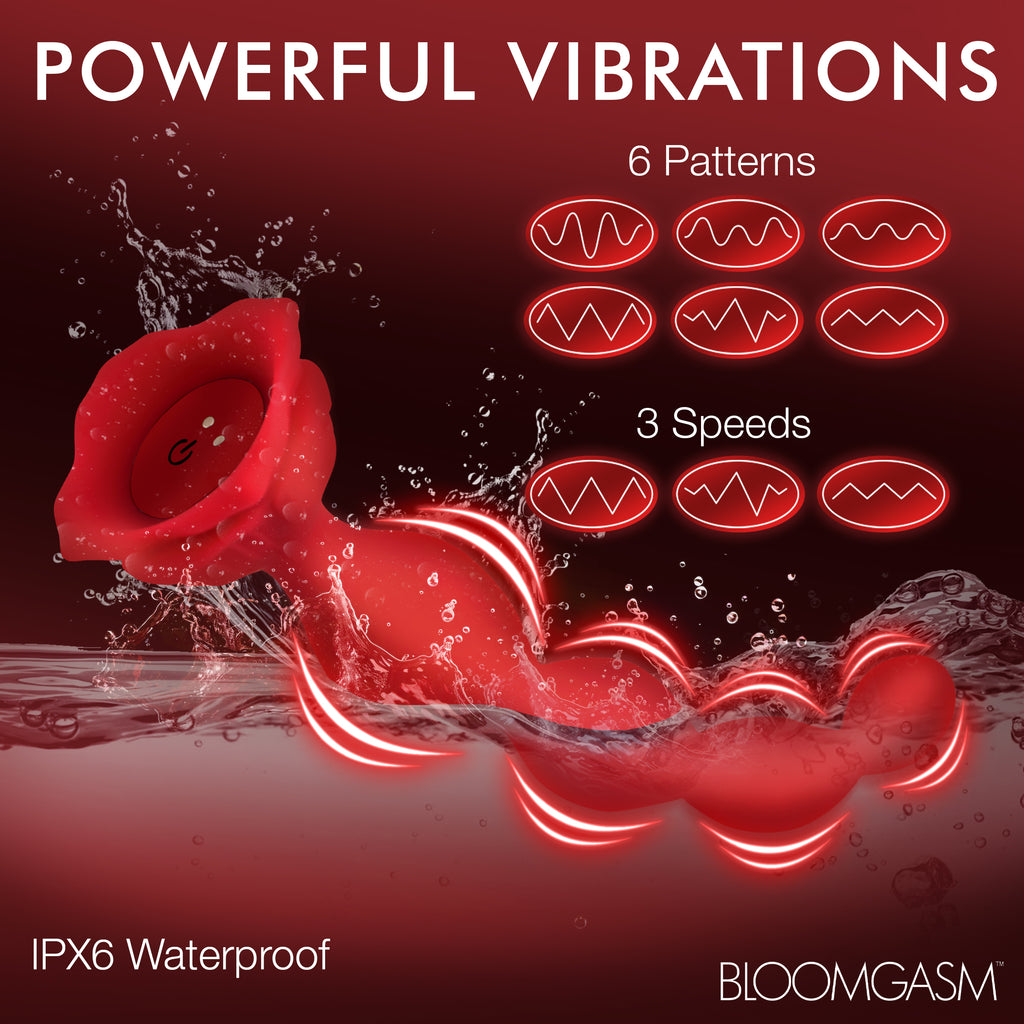 Bloomgasm 9X Beaded Bloom Silicone Rose Vibrator Red
