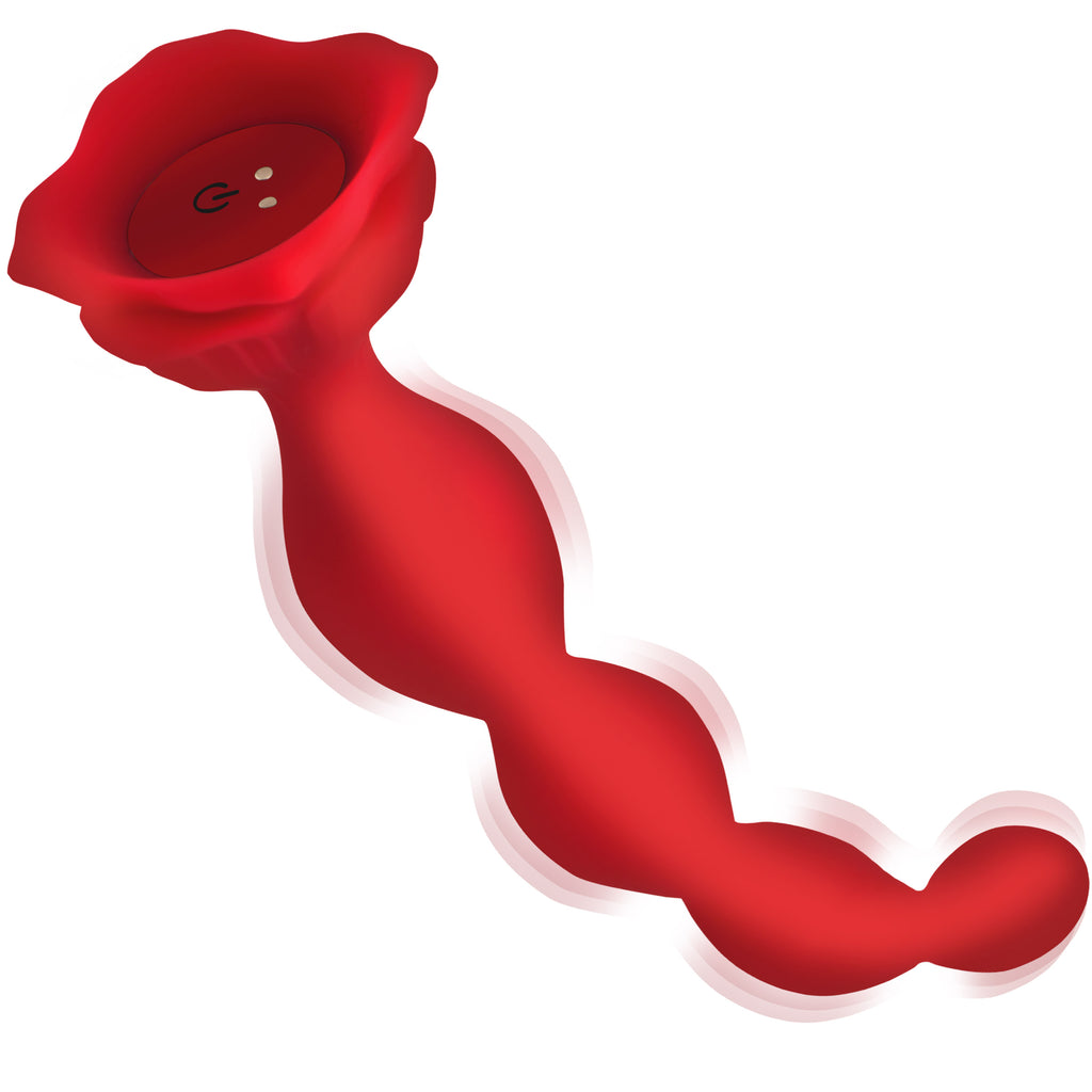 Bloomgasm 9X Beaded Bloom Silicone Rose Vibrator Red