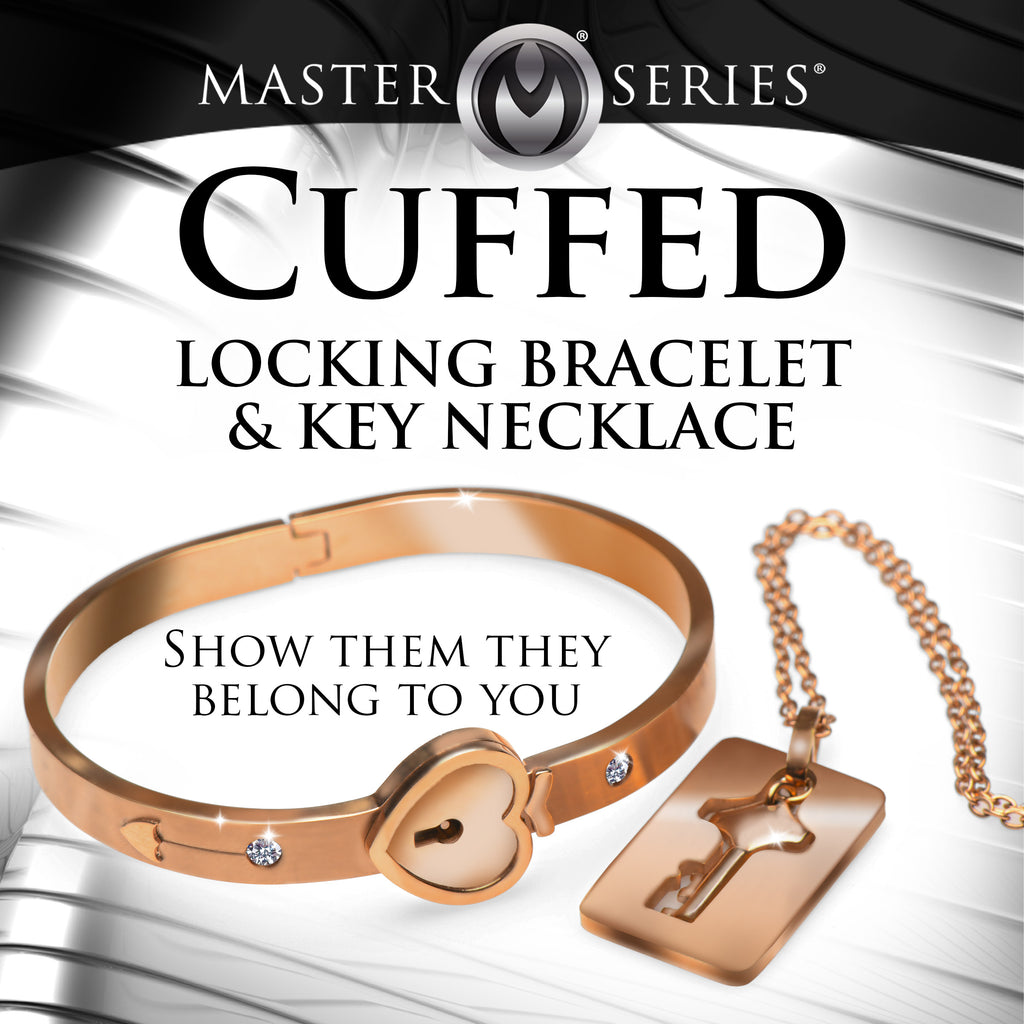 Master Series Cuffed Locking Bracelet and Key Necklace - Rose Gold Pink