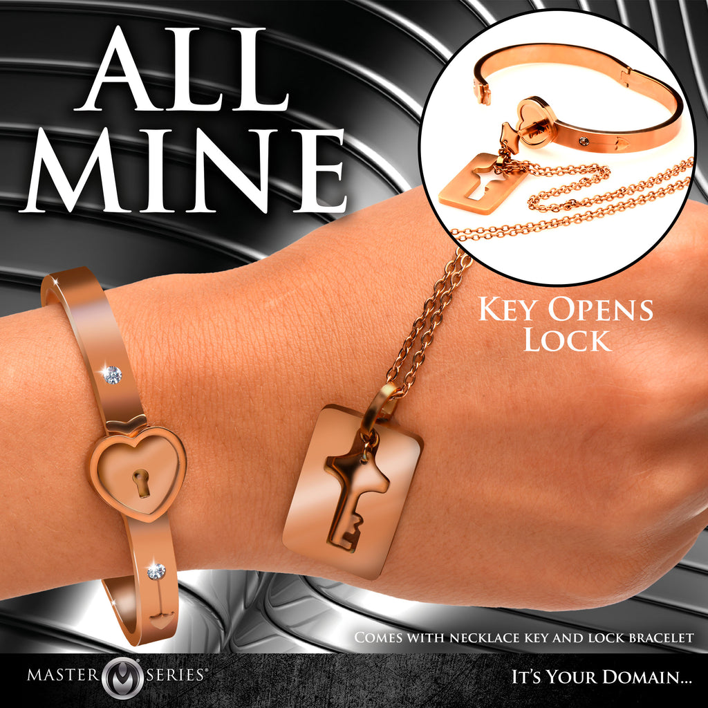 Master Series Cuffed Locking Bracelet and Key Necklace - Rose Gold Pink