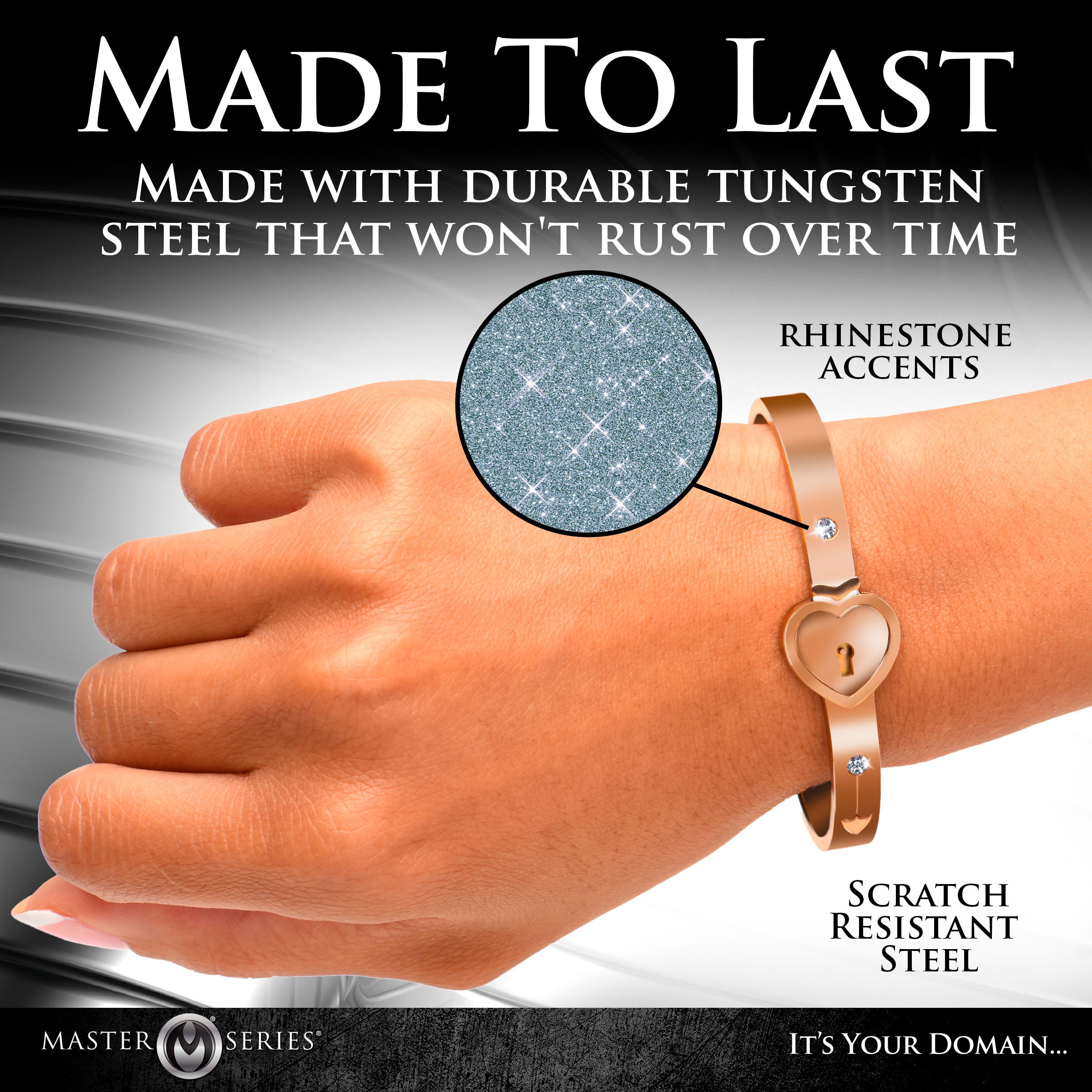 Master Series Cuffed Locking Bracelet and Key Necklace - Rose Gold Pink