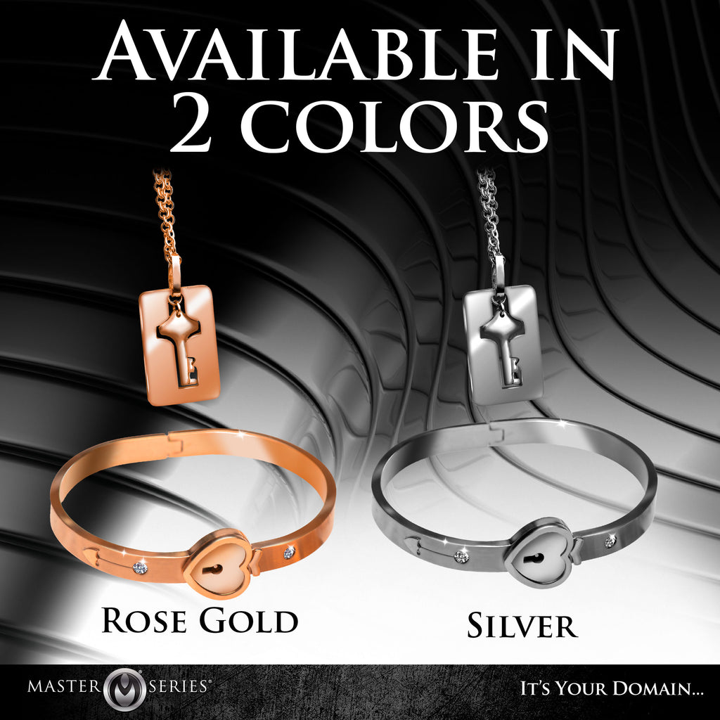 Master Series Cuffed Locking Bracelet and Key Necklace - Rose Gold Pink