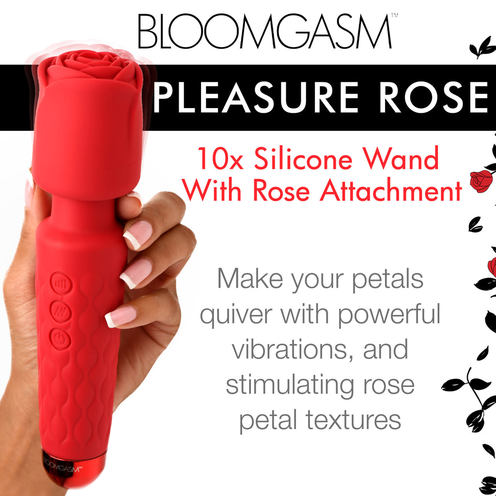 Bloomgasm Deluxe Silicone Rose Wand Red