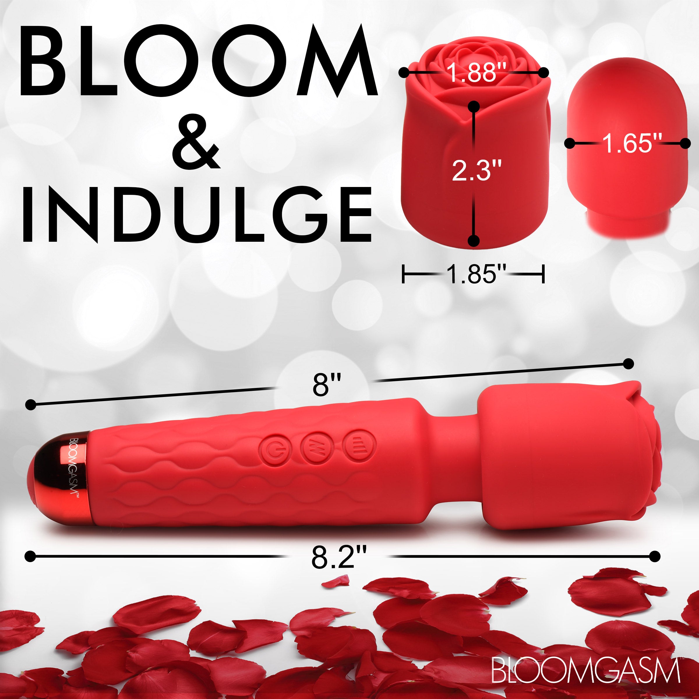 Bloomgasm Deluxe Silicone Rose Wand Red