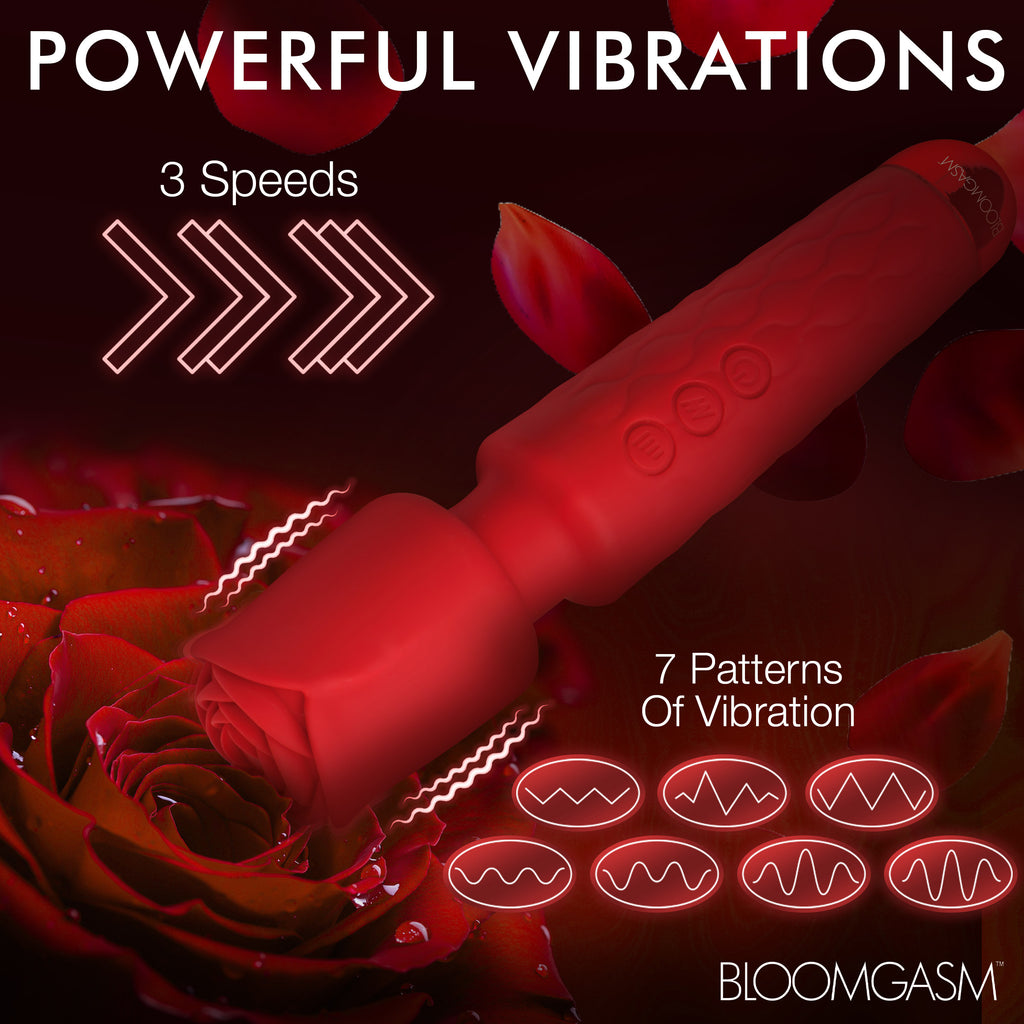 Bloomgasm Deluxe Silicone Rose Wand Red