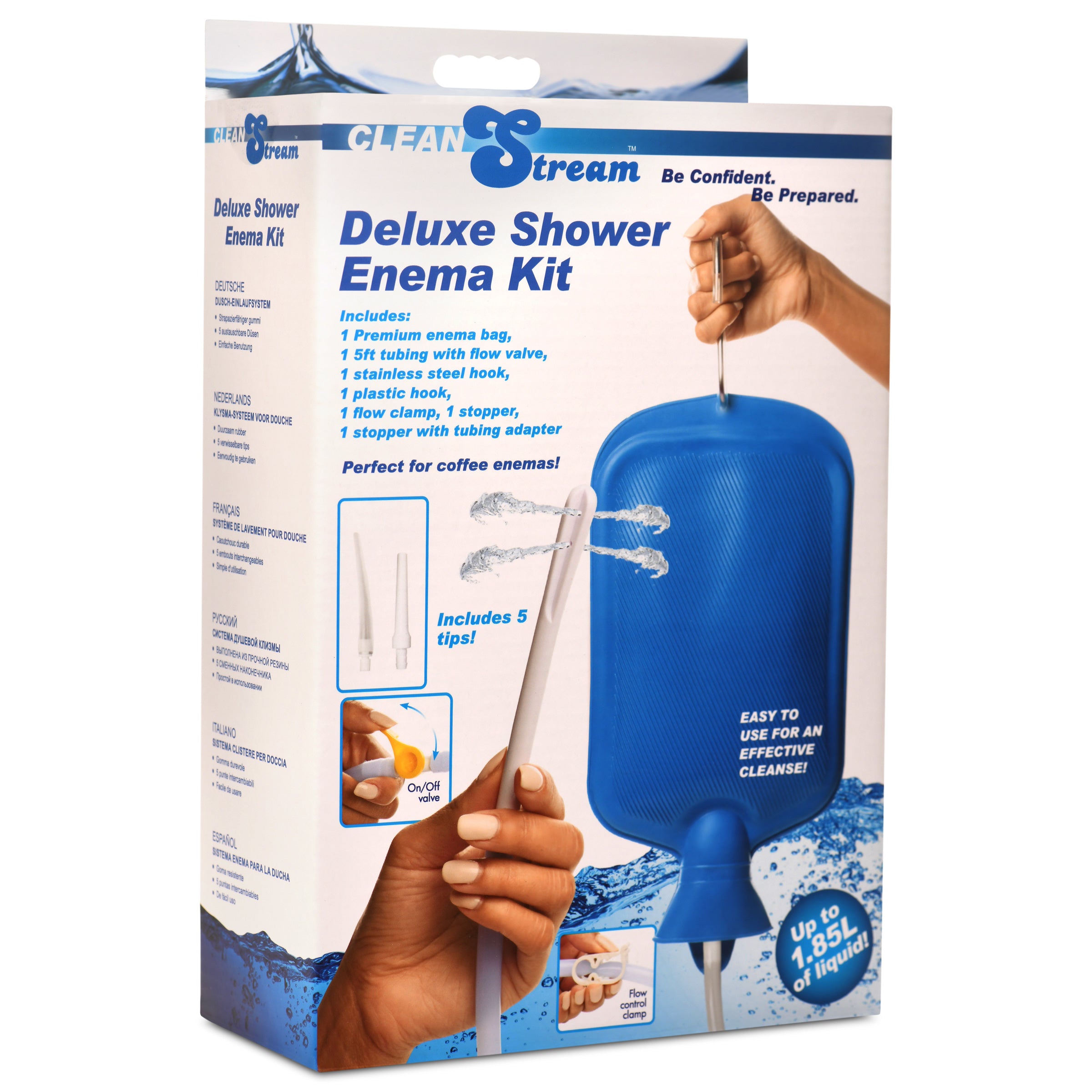 CleanStream Deluxe Shower Enema Kit with 5 Tips Blue