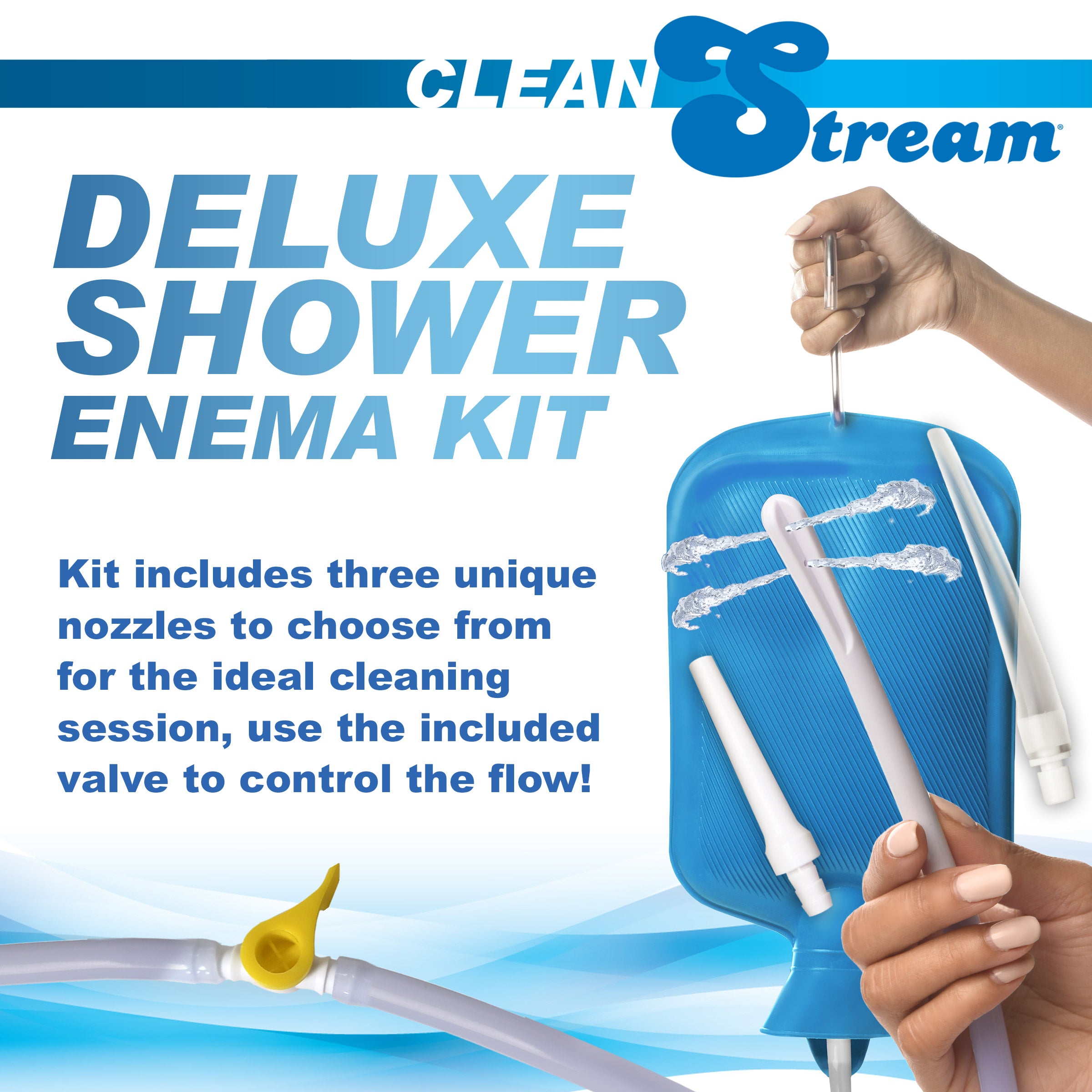CleanStream Deluxe Shower Enema Kit with 5 Tips Blue