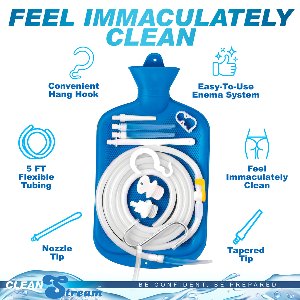 CleanStream Deluxe Shower Enema Kit with 5 Tips Blue