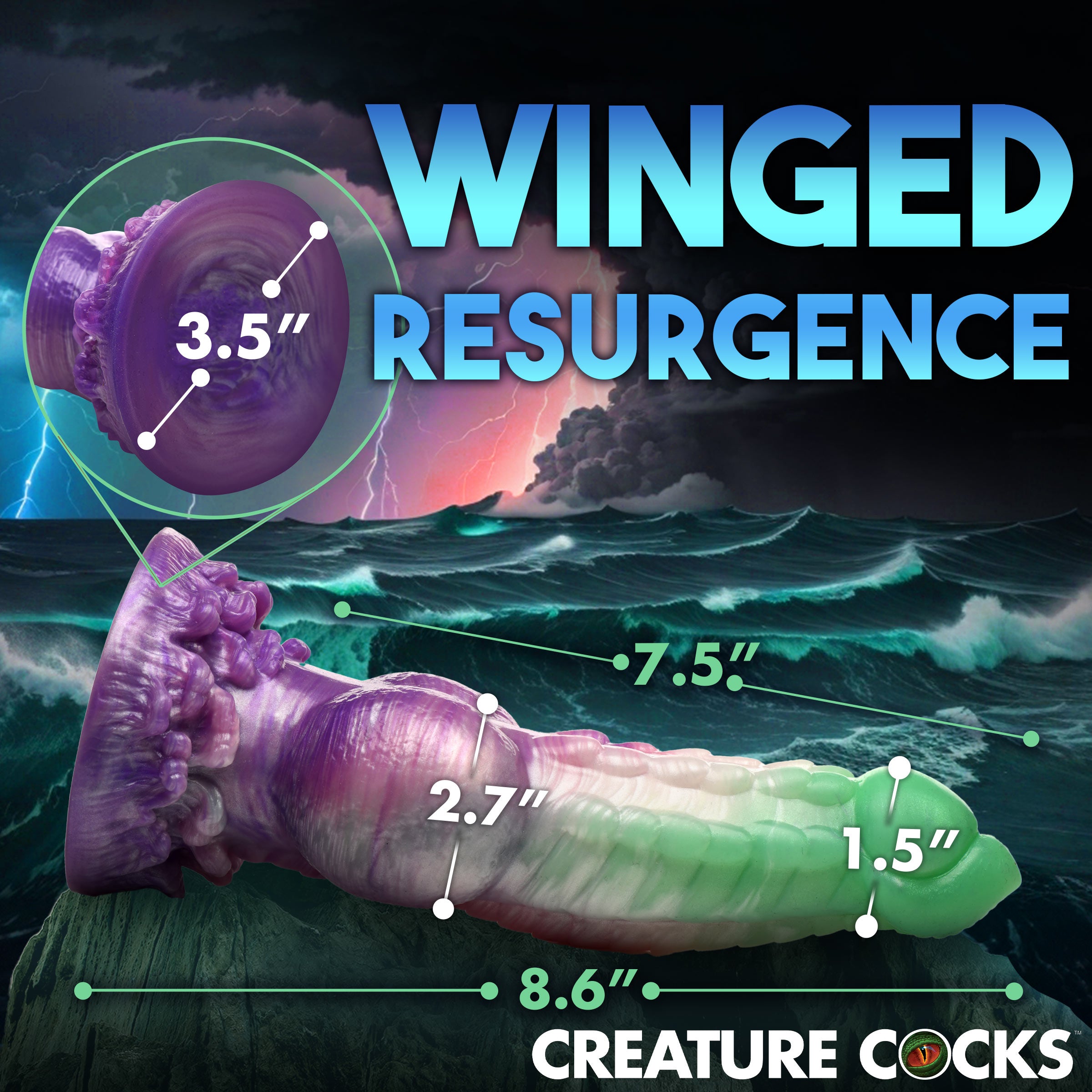 Creature Cocks Aqua Phoenix Silicone Dildo Multi